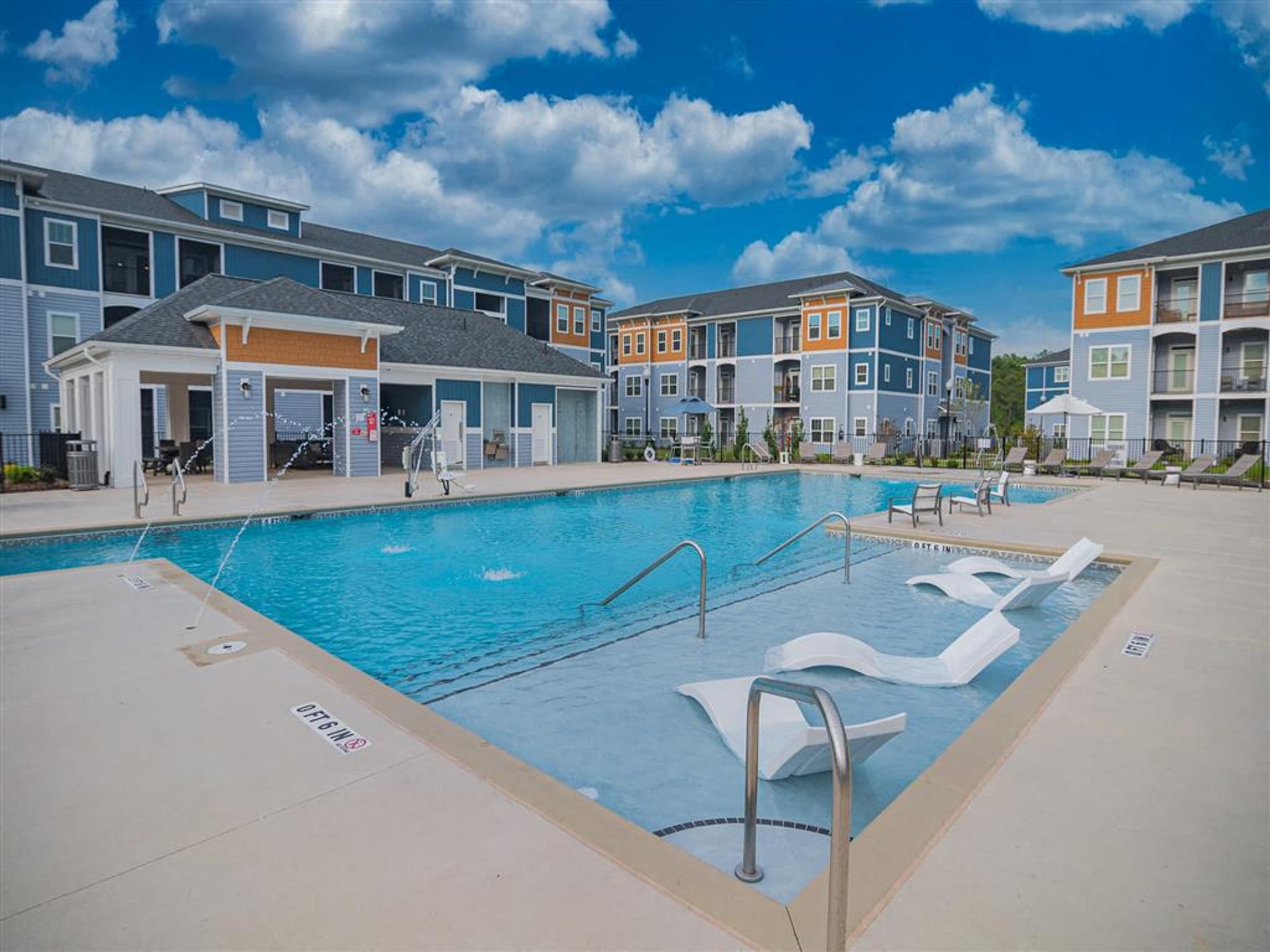 Hawthorne at Pine Forest's Saltwater Swimming Pool with Expansive Sundeck