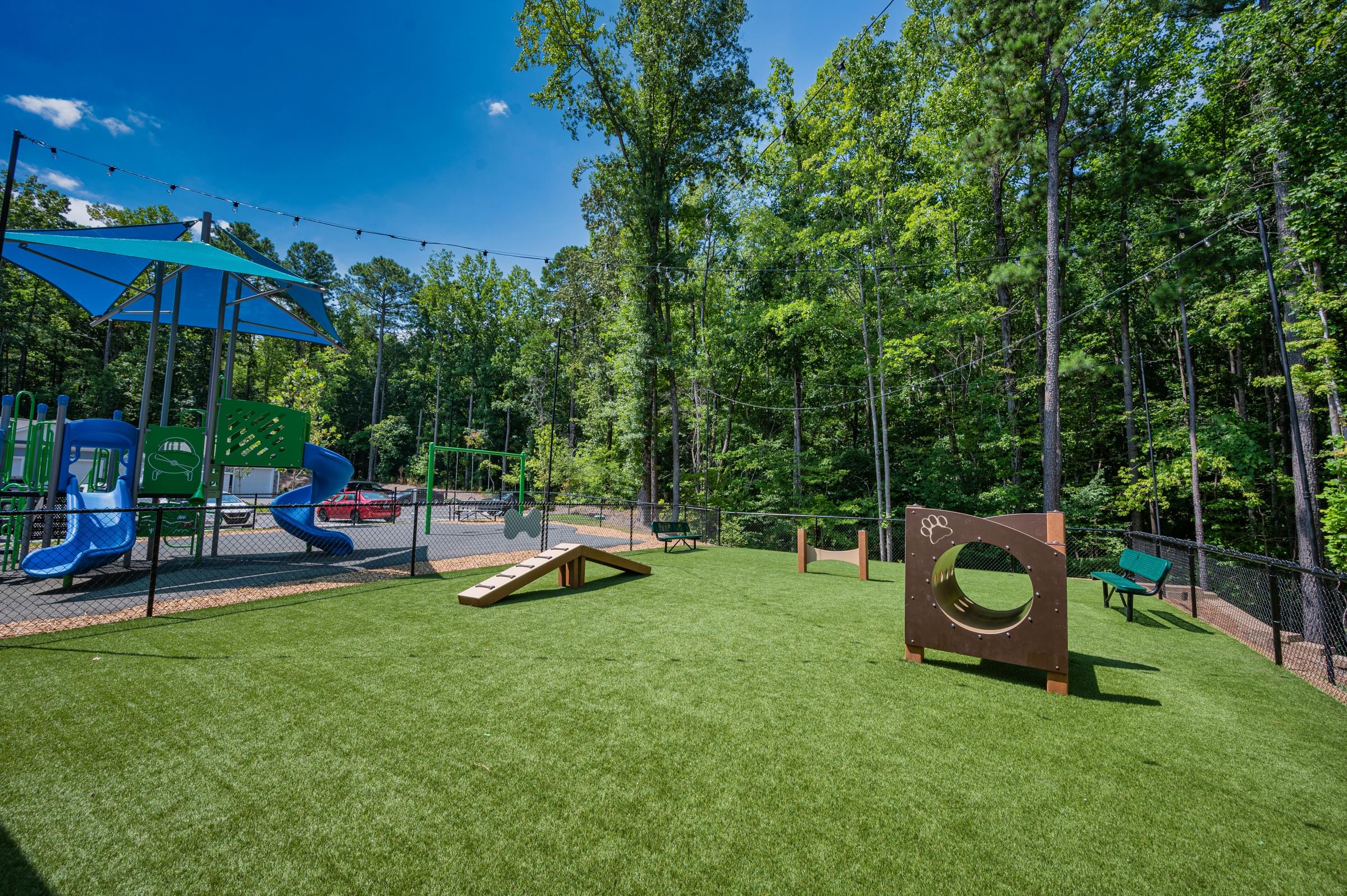 Pet Park with Agility Equipment and Soft-Surface Playground