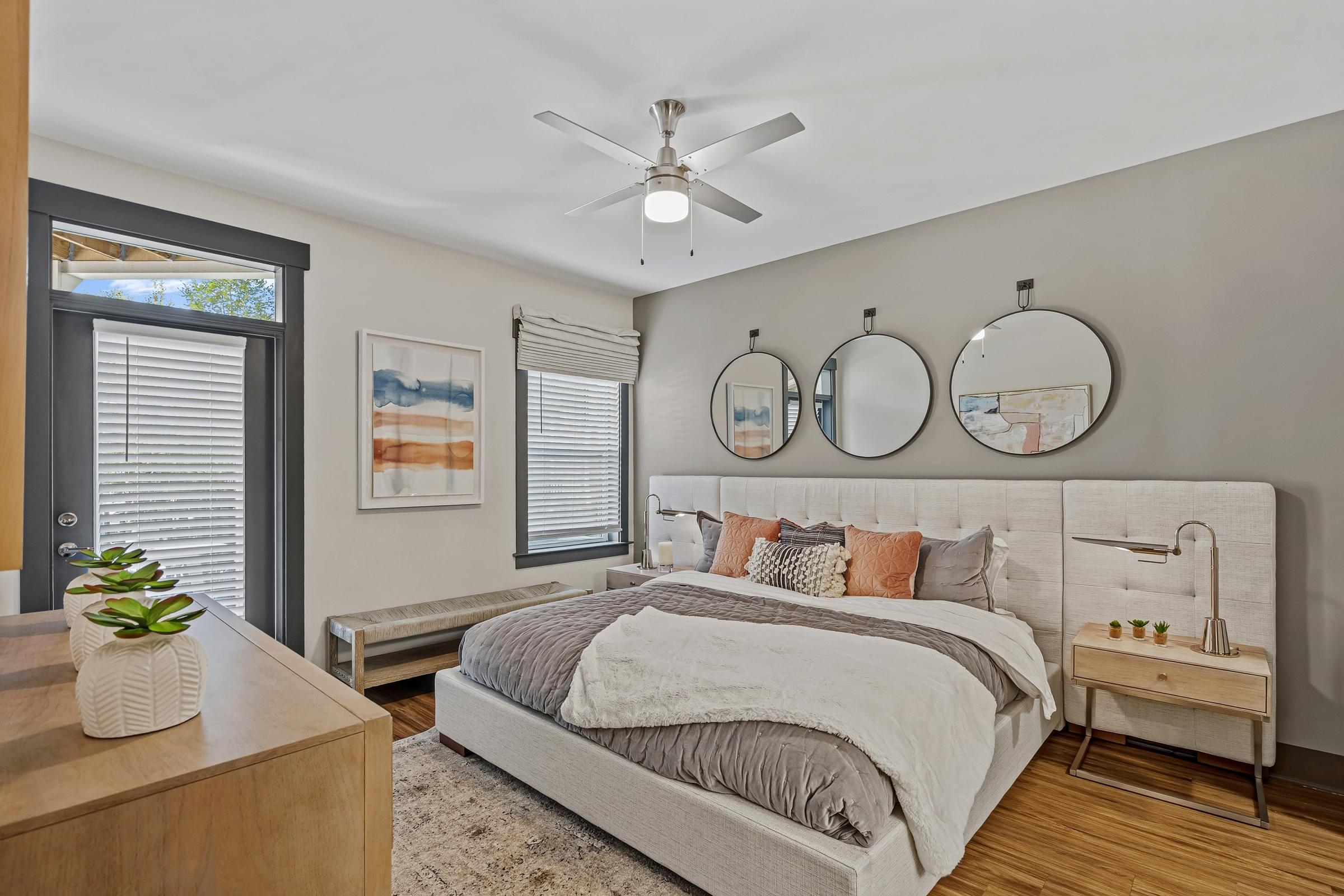 Spacious Bedrooms with Large Windows, Ceiling Fans and Walk-In Closets