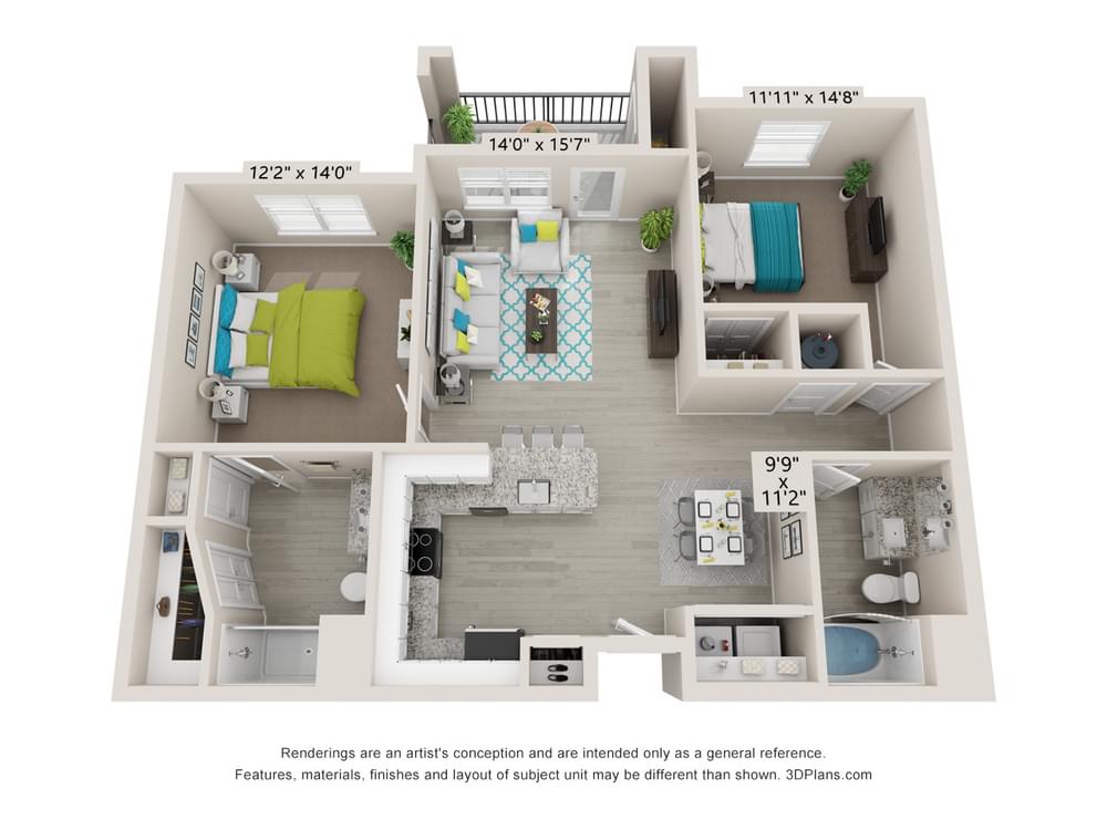 2 Bedroom floor plan