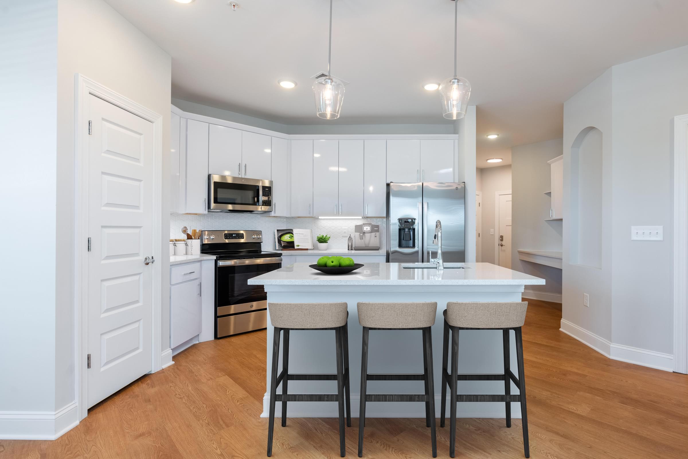Custom Modern White Kitchen with Island