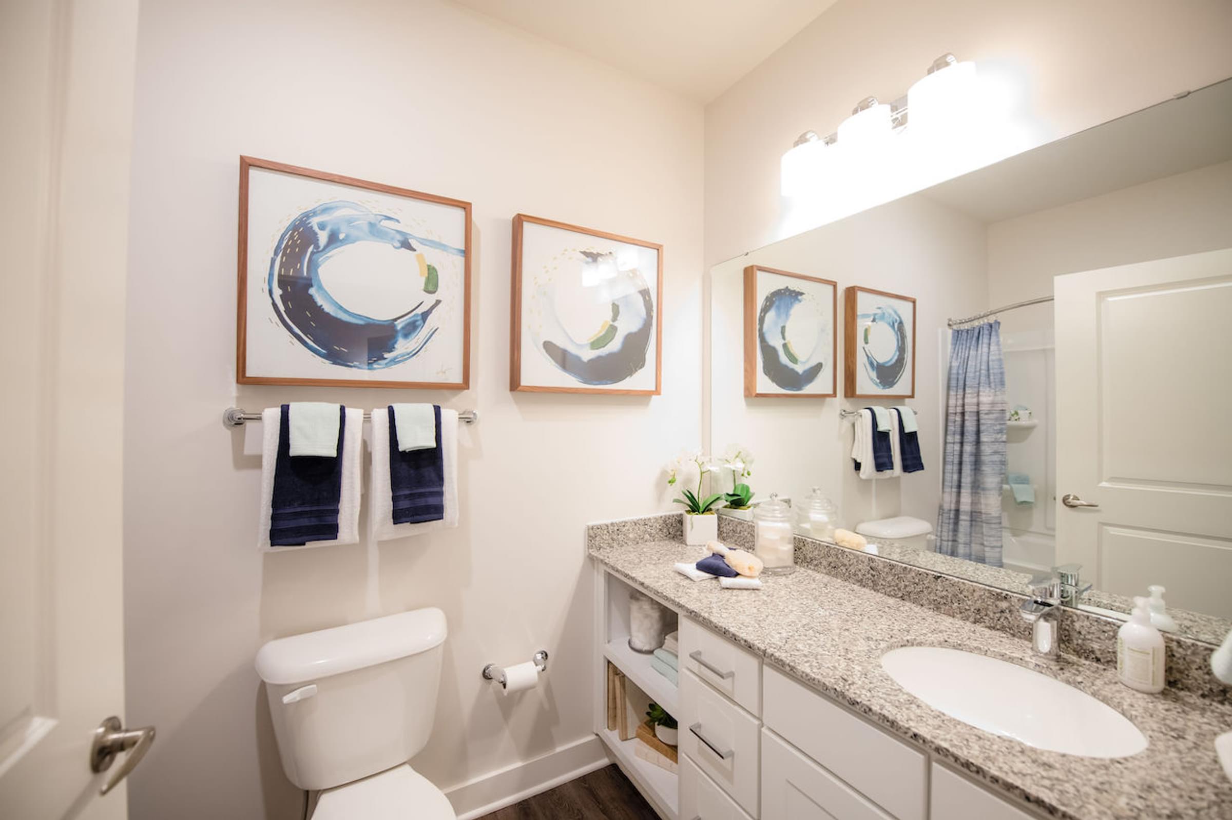 Hawthorne at the Pointe Bathroom with Granite Countertops and Ample Storage