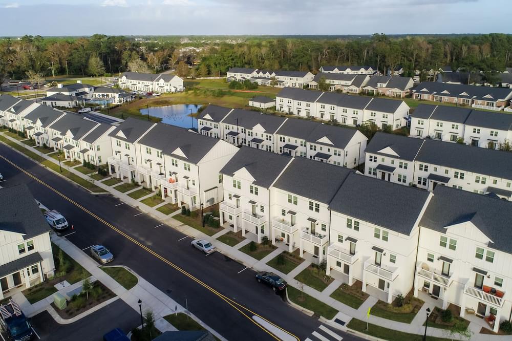 an aerial view of an apartment complex