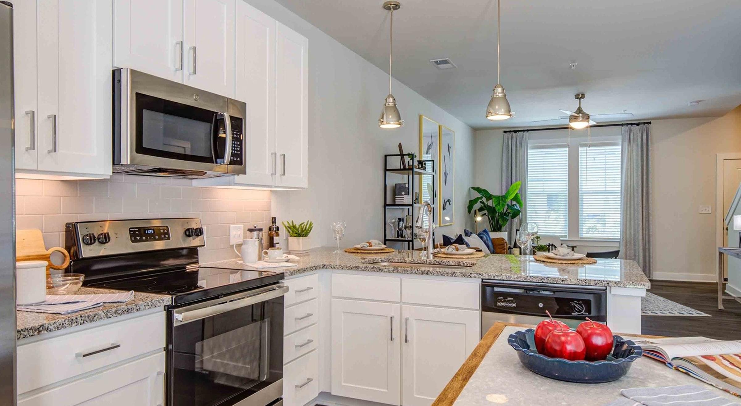 Custom Designed Kitchen with Stainless Steel Appliances and Granite Countertops