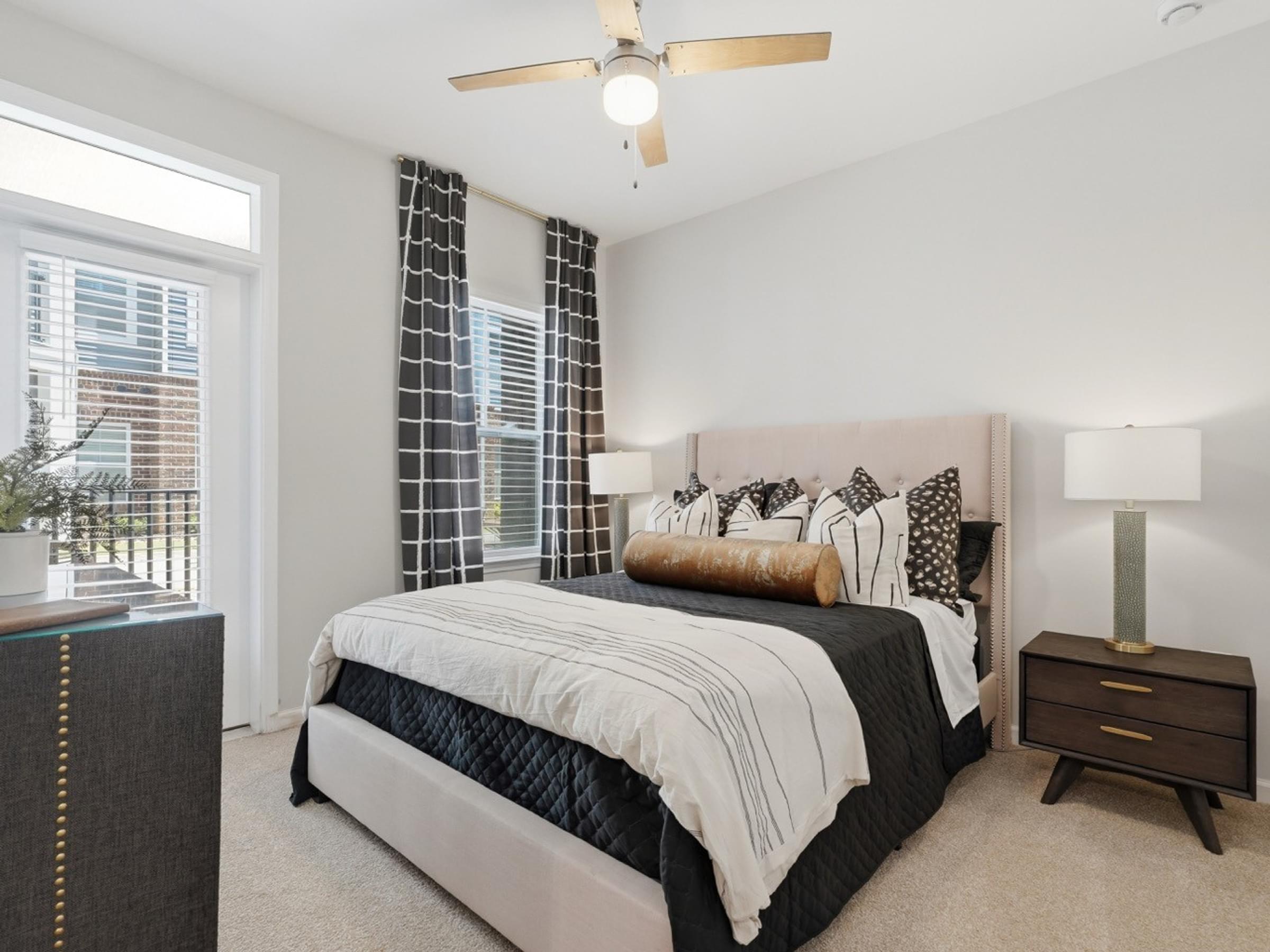 Spacious Bedrooms with Large Windows, Ceiling Fan and Walk-In Closets
