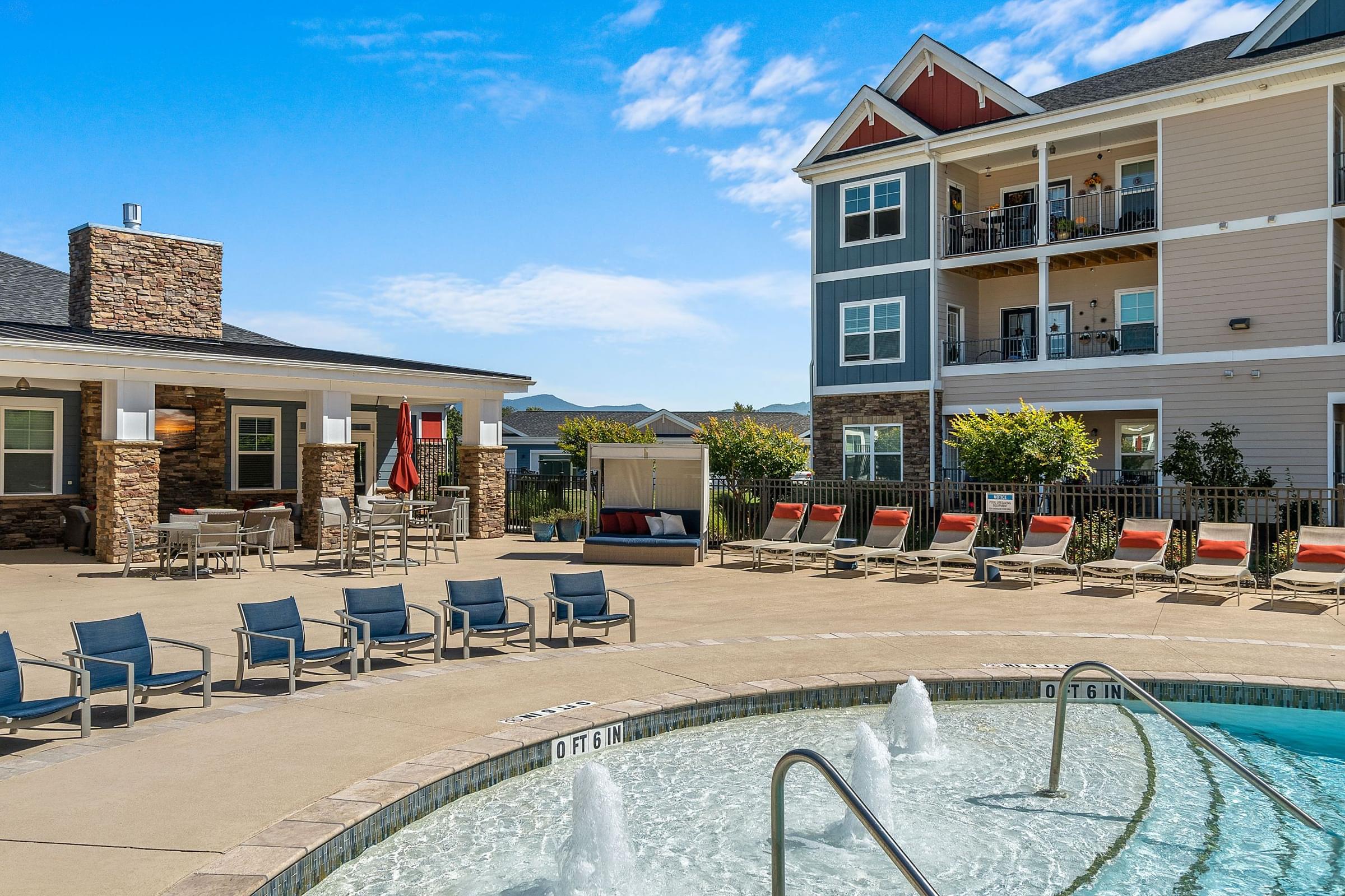 sparkling swimming pool with sun shelf