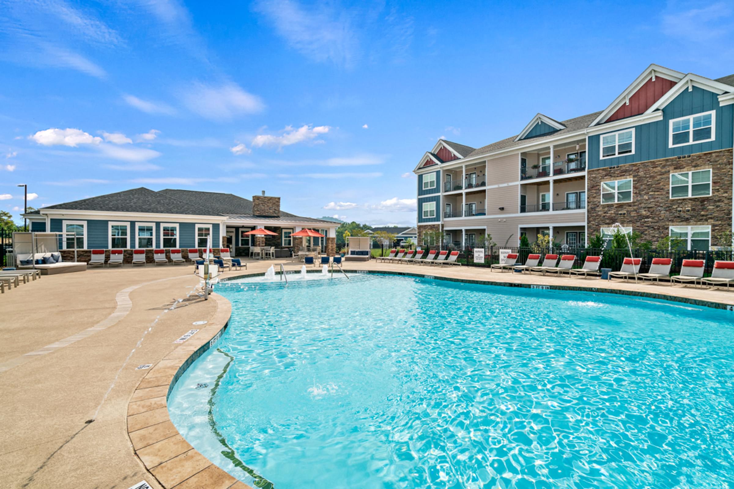 the preserve at ballantyne commons pool and apartment building
