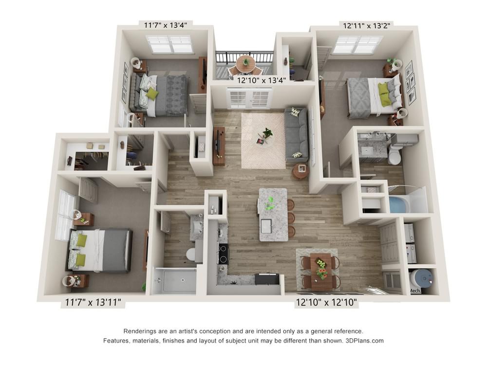 3 Bedroom floor plan