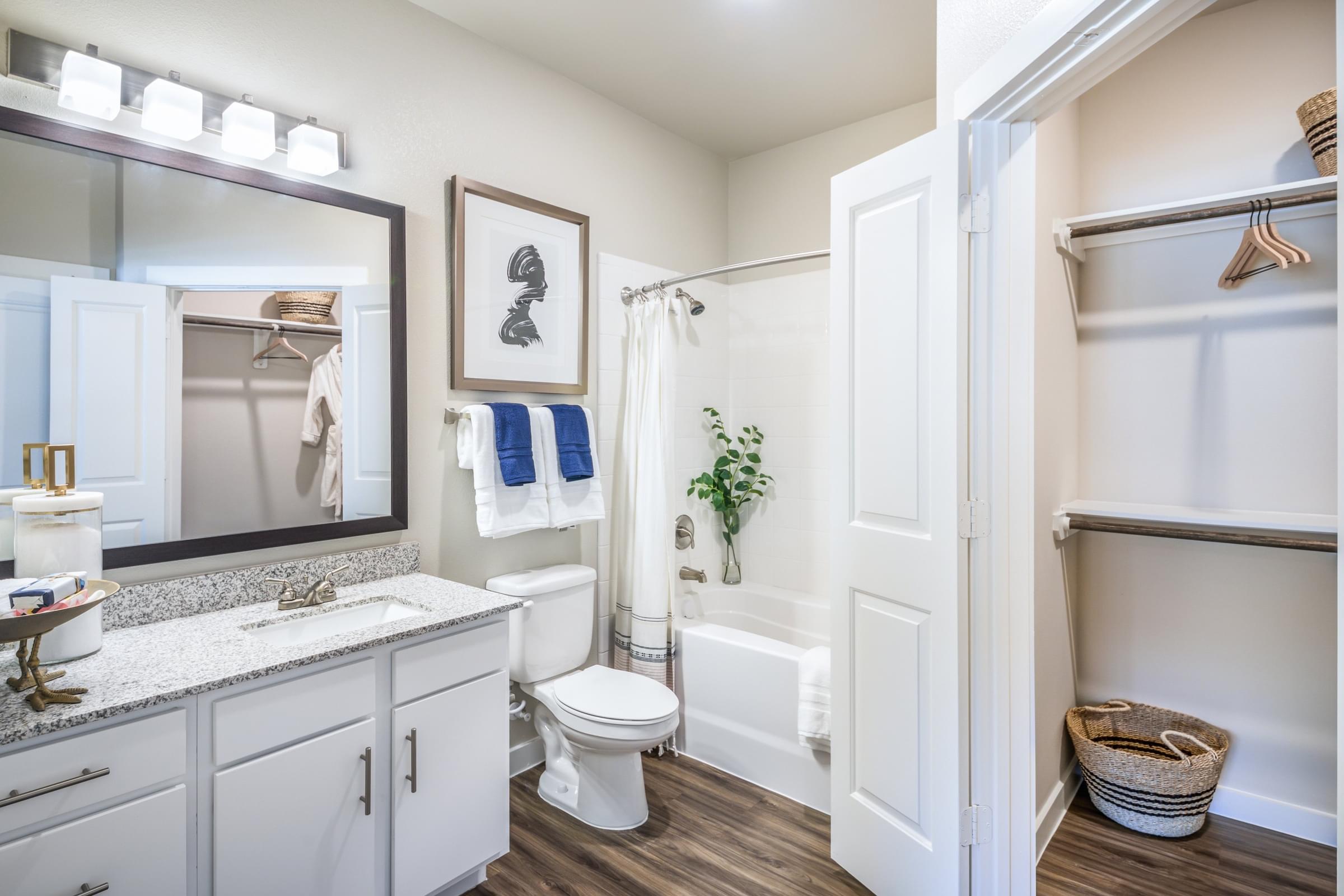 Large Bathroom with Linen Closet and Large Vanity