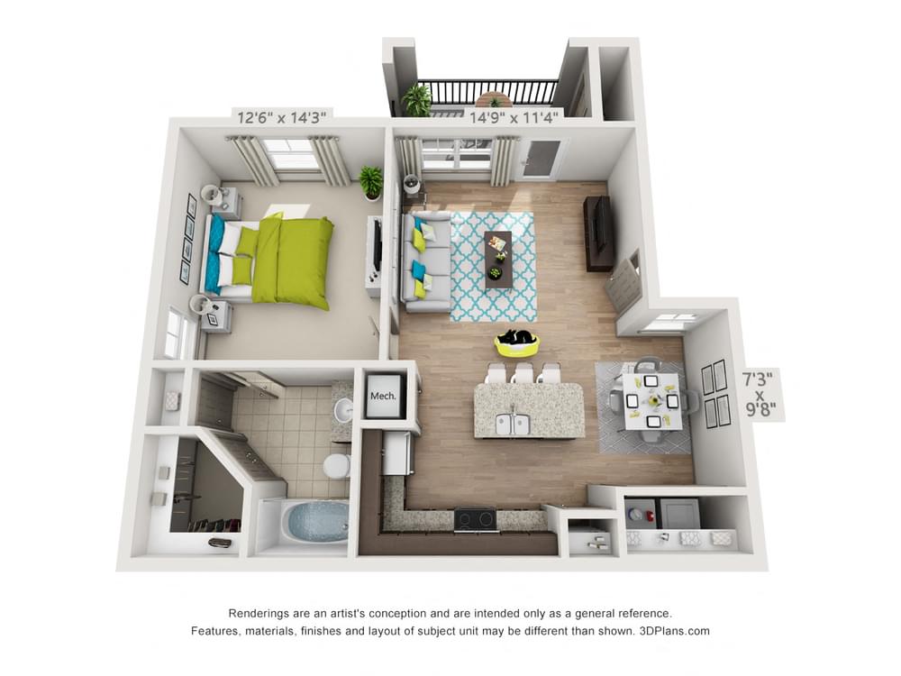1 Bedroom floor plan