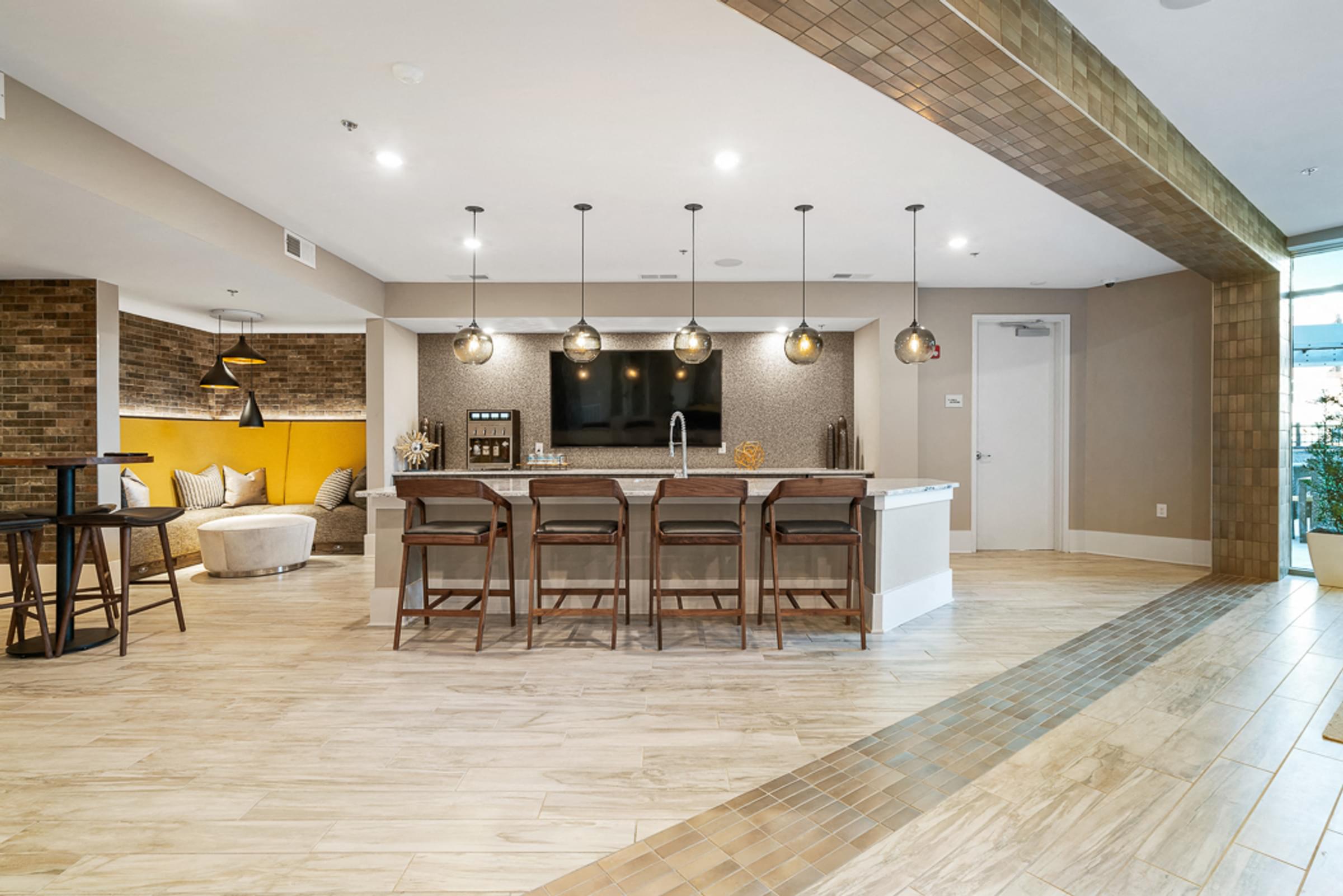 Resident Lounge with Demo Kitchen and Co-Working Spaces Resident Lounge with demo kitchen Hawthorne at Friendly