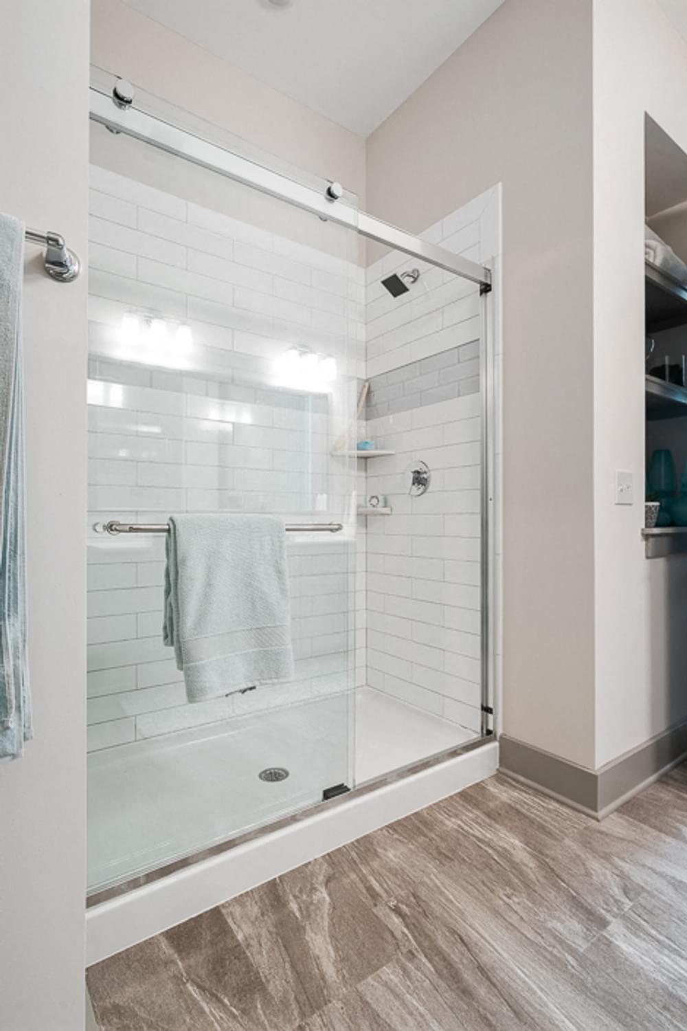 Luxurious walk-in shower with glass doors hawthorne at friendly