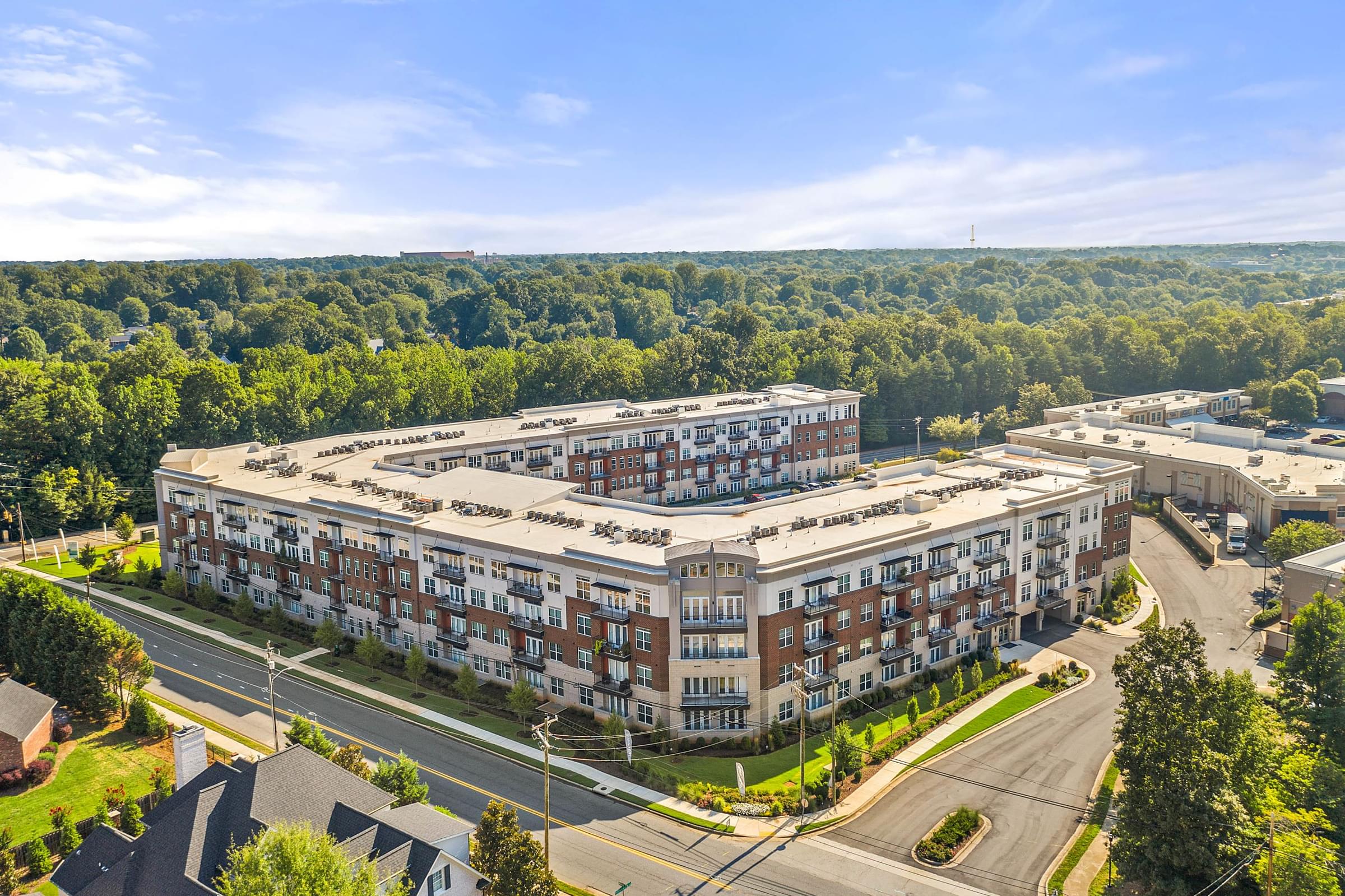Aerial view of Hawthorne at Friendly in Greensboro, NC