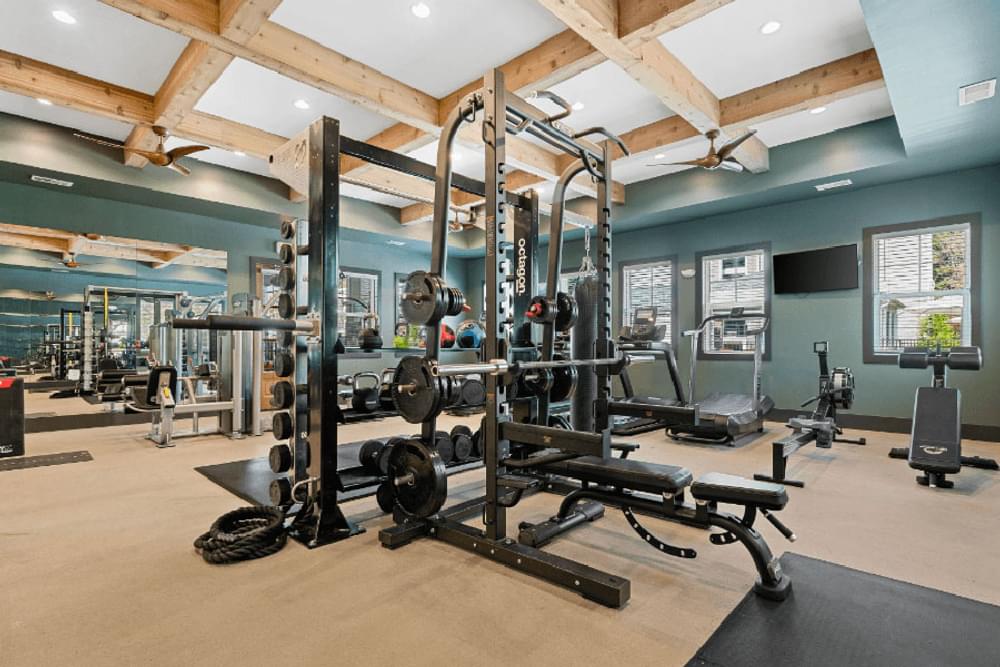 modern fitness center with weight equipment