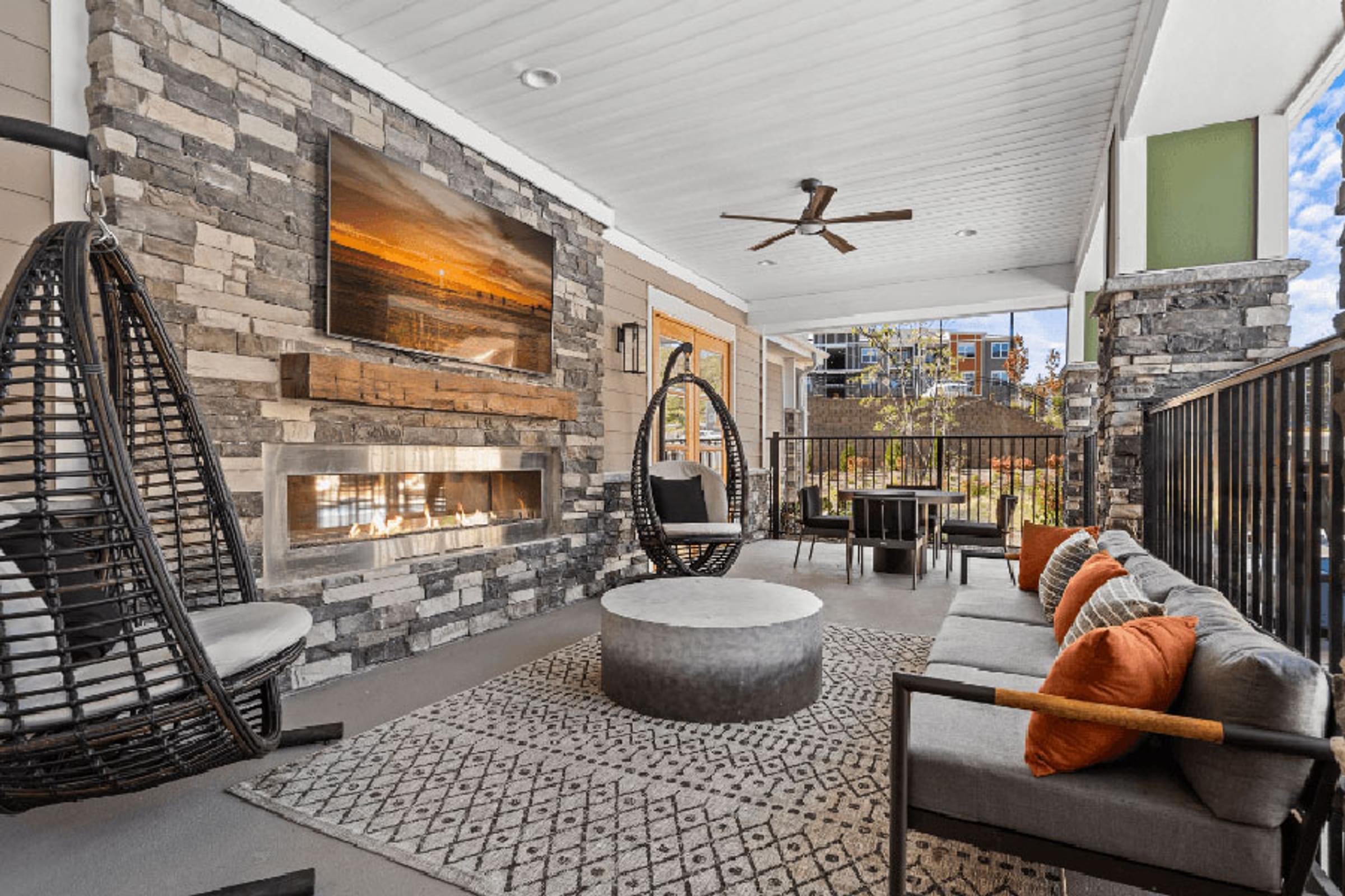 covered outdoor patio and hangout area
