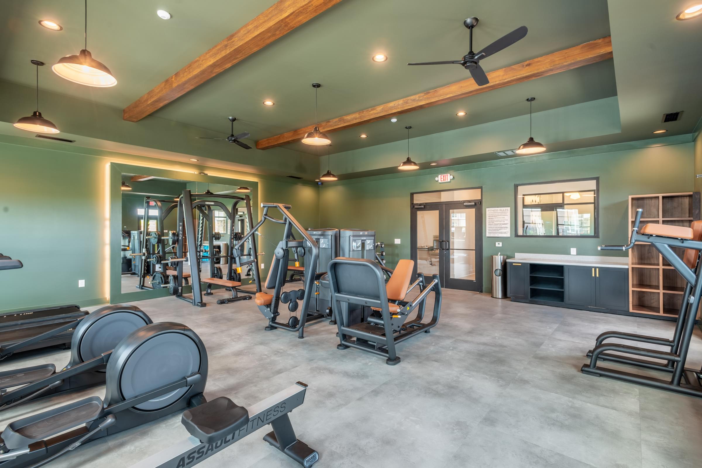 24-Hour Fitness Center with Cardio Equipment, Spin Bikes, Yoga Equipment and Free Weights