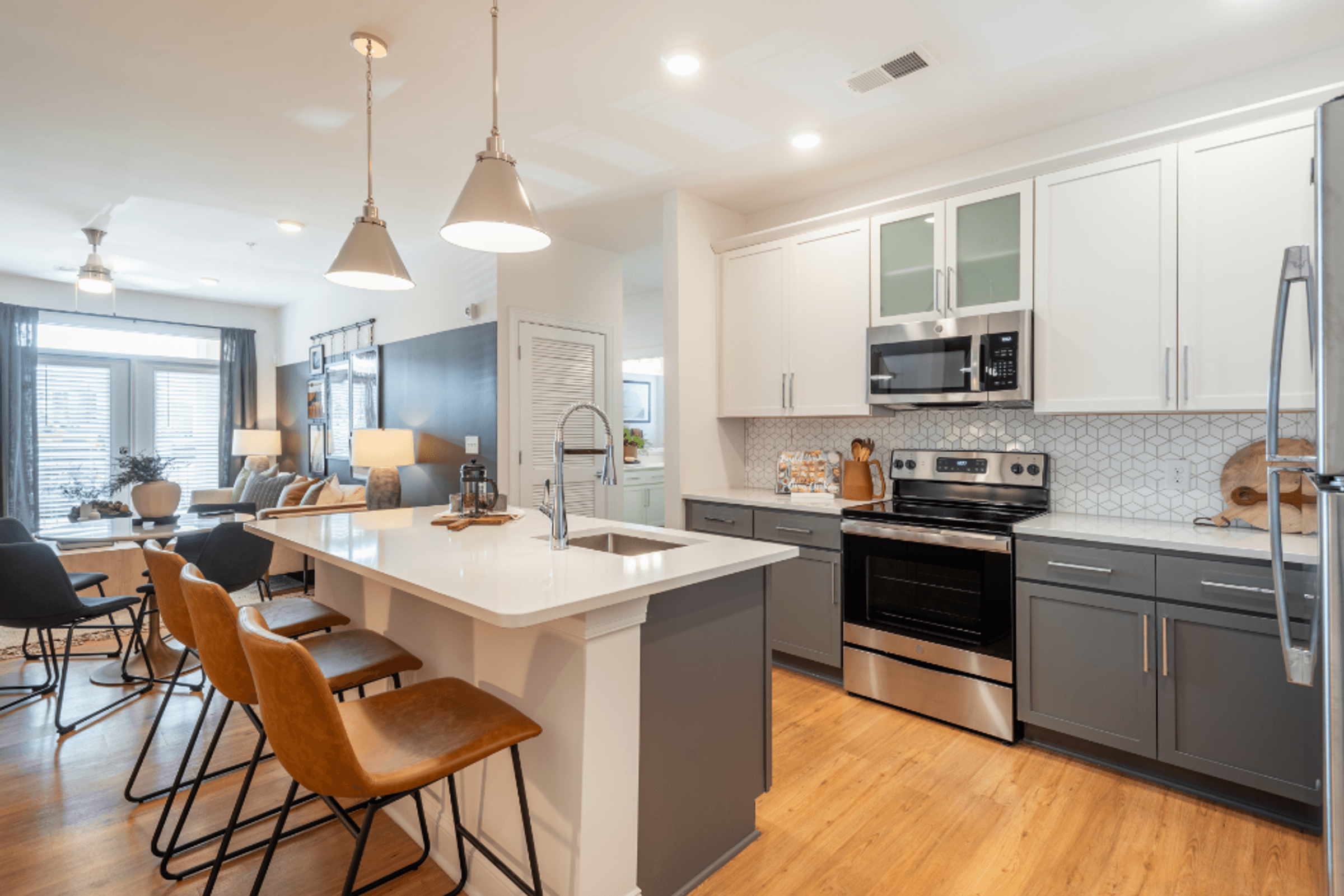 Two-Tone Kitchen Cabinets with Granite Countertops