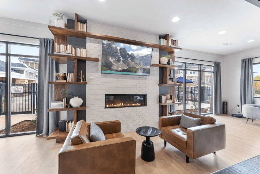 the preserve at ballantyne commons living room with fireplace