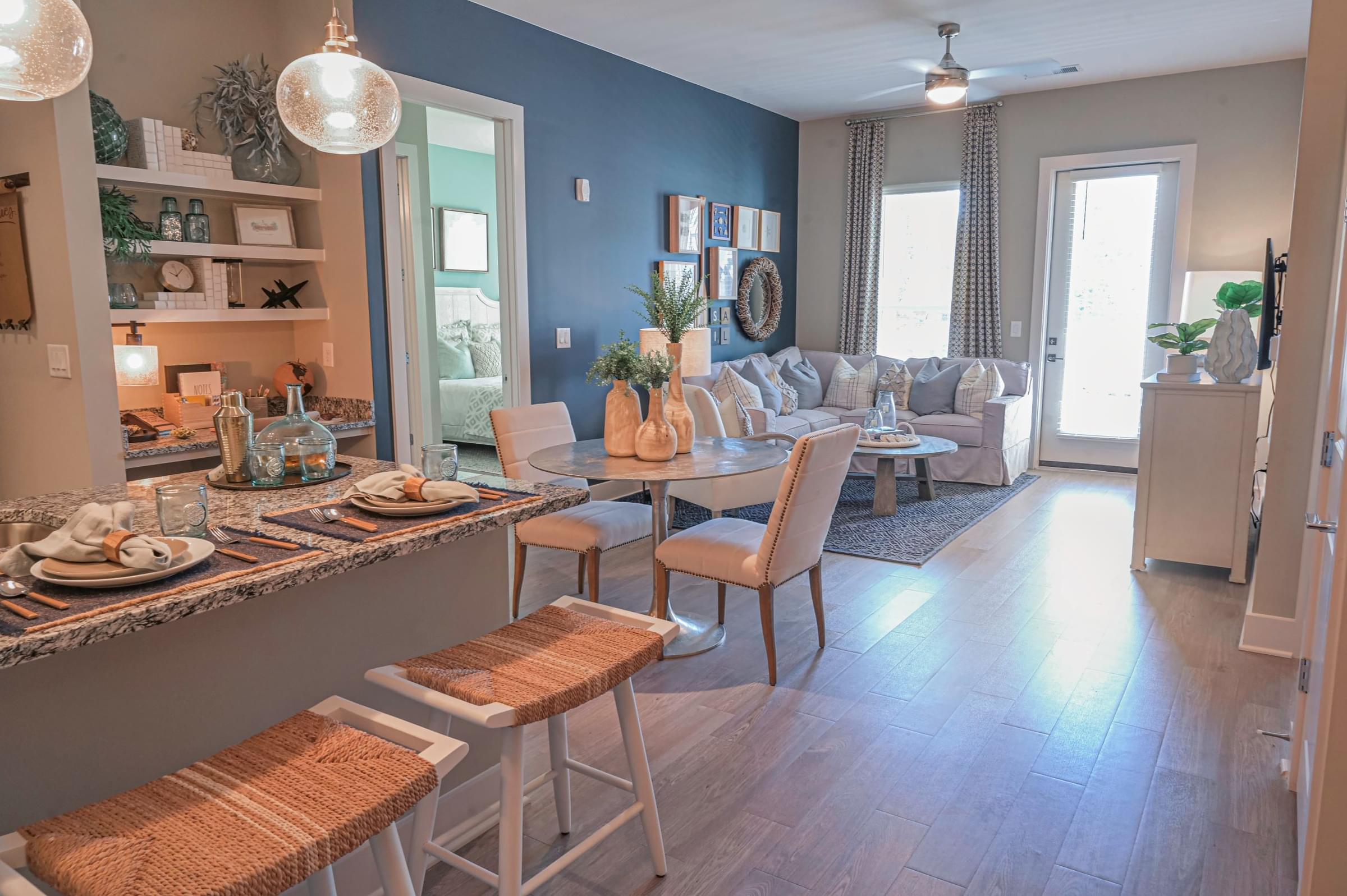 Open Concept Floor Plan at Hawthorne at Indy West in Wilmington, NC Open Concept Floor Plans with Large Kitchen Islands and Modern Finishes