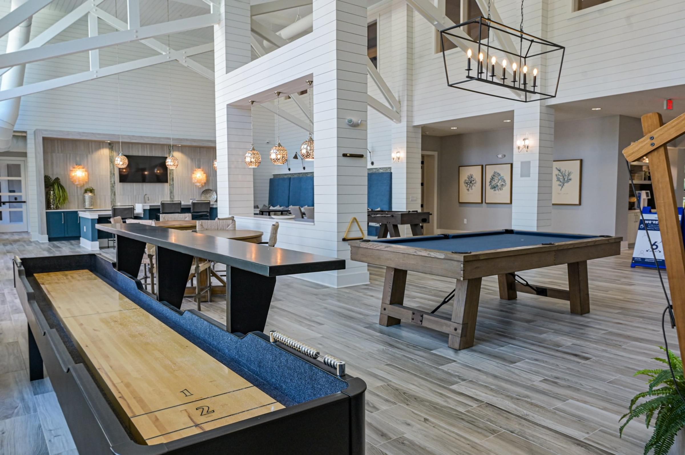 Large Community Clubhouse with Pool Table and Shuffleboard