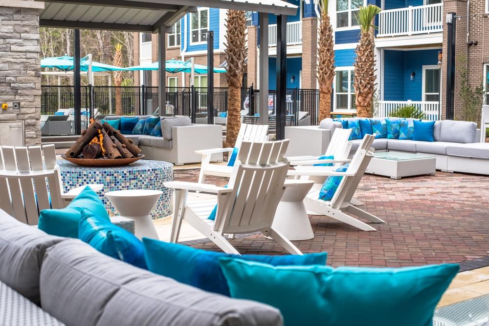 Outdoor Lounge and Firepit at Hawthorne at Indy West in Wilmington, NC