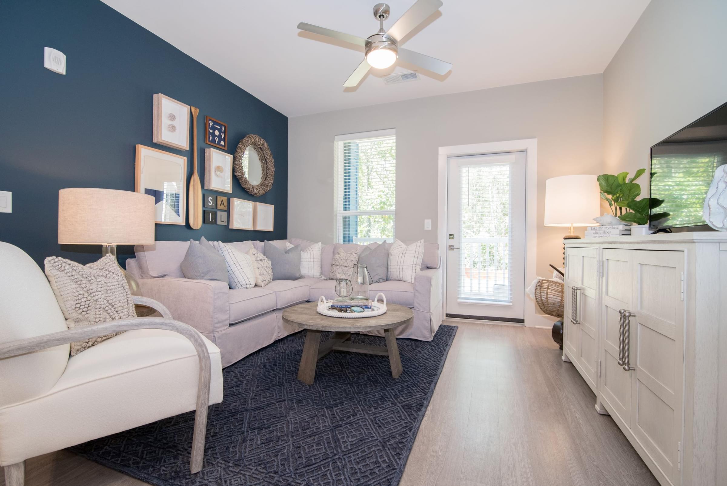 Spacious Living Room at Hawthorne at Indy West in Wilmington, NC Spacious Living Room at Hawthorne at Indy West in Wilmington, NC