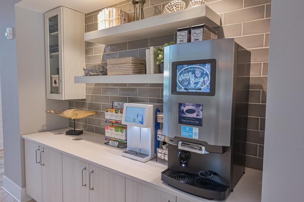 Complimentary Coffee Bar at Hawthorne at Indy West apartments in Wilmington, North Carolina