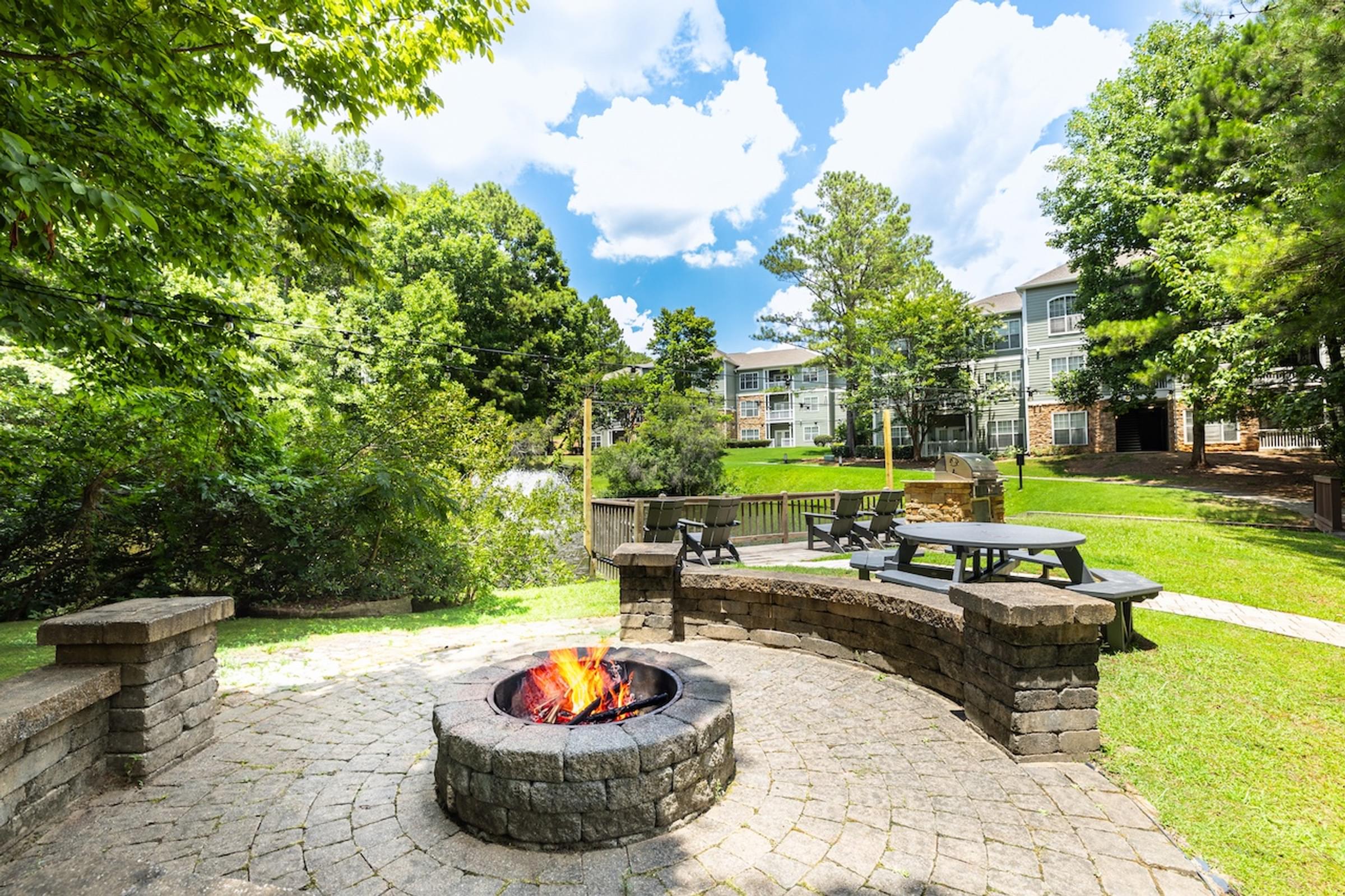 Spacious Patio with a Fire Pit and Lounge Seating