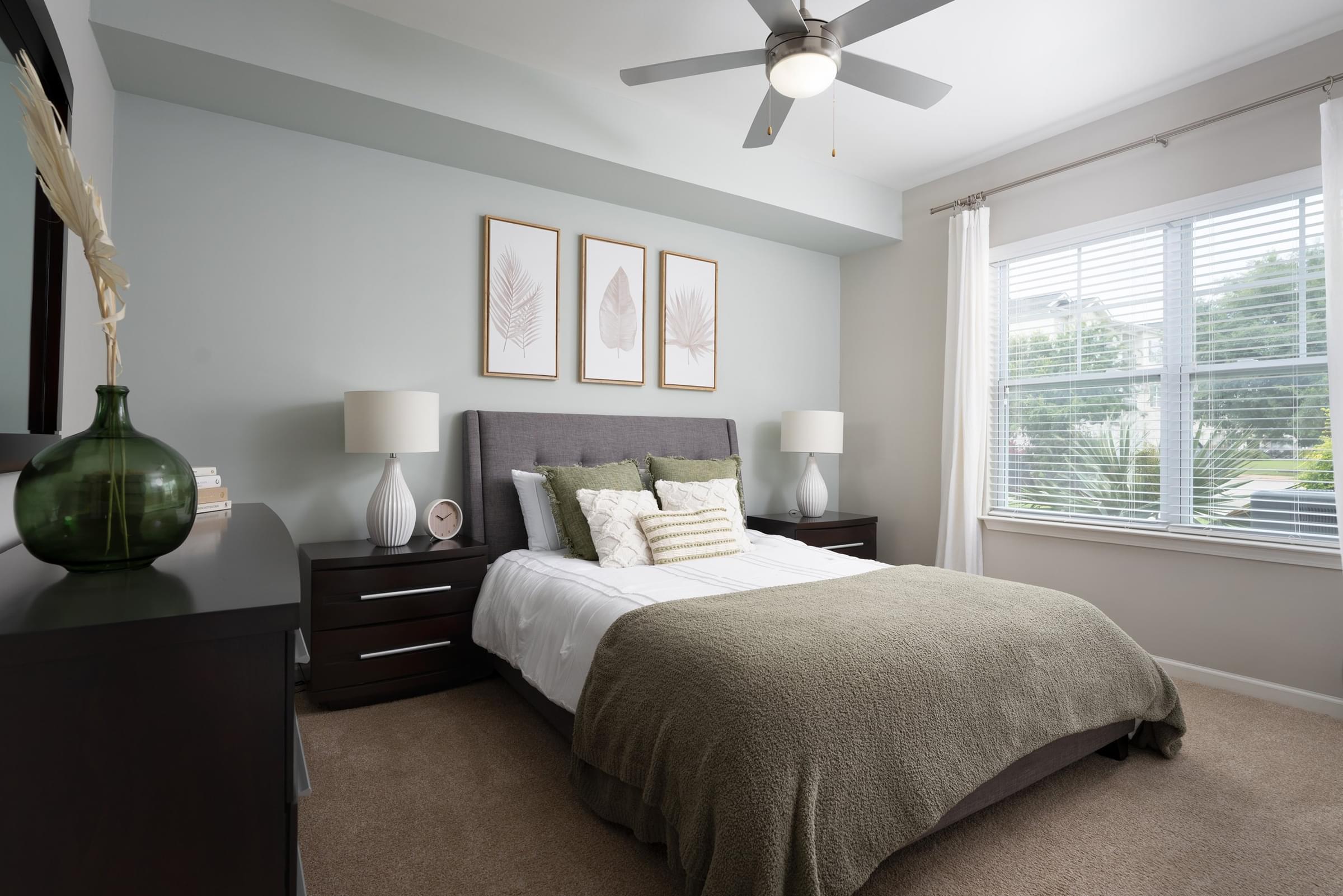 Spacious Bedrooms with Large Windows, Ceiling Fan and Walk-In Closets