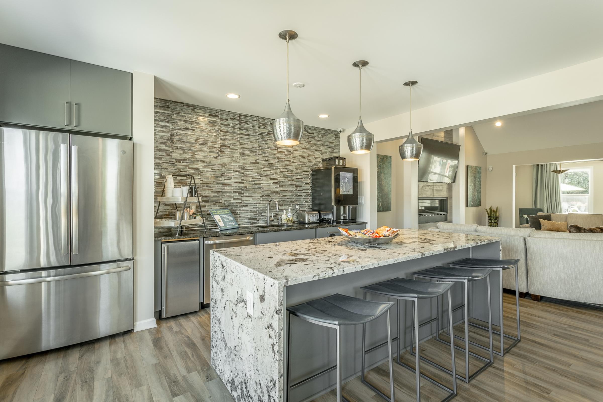 Clubhouse Kitchen at Hawthorne at Lily Flagg in Huntsville, AL Clubhouse Kitchen at Hawthorne at Lily Flagg in Huntsville, AL