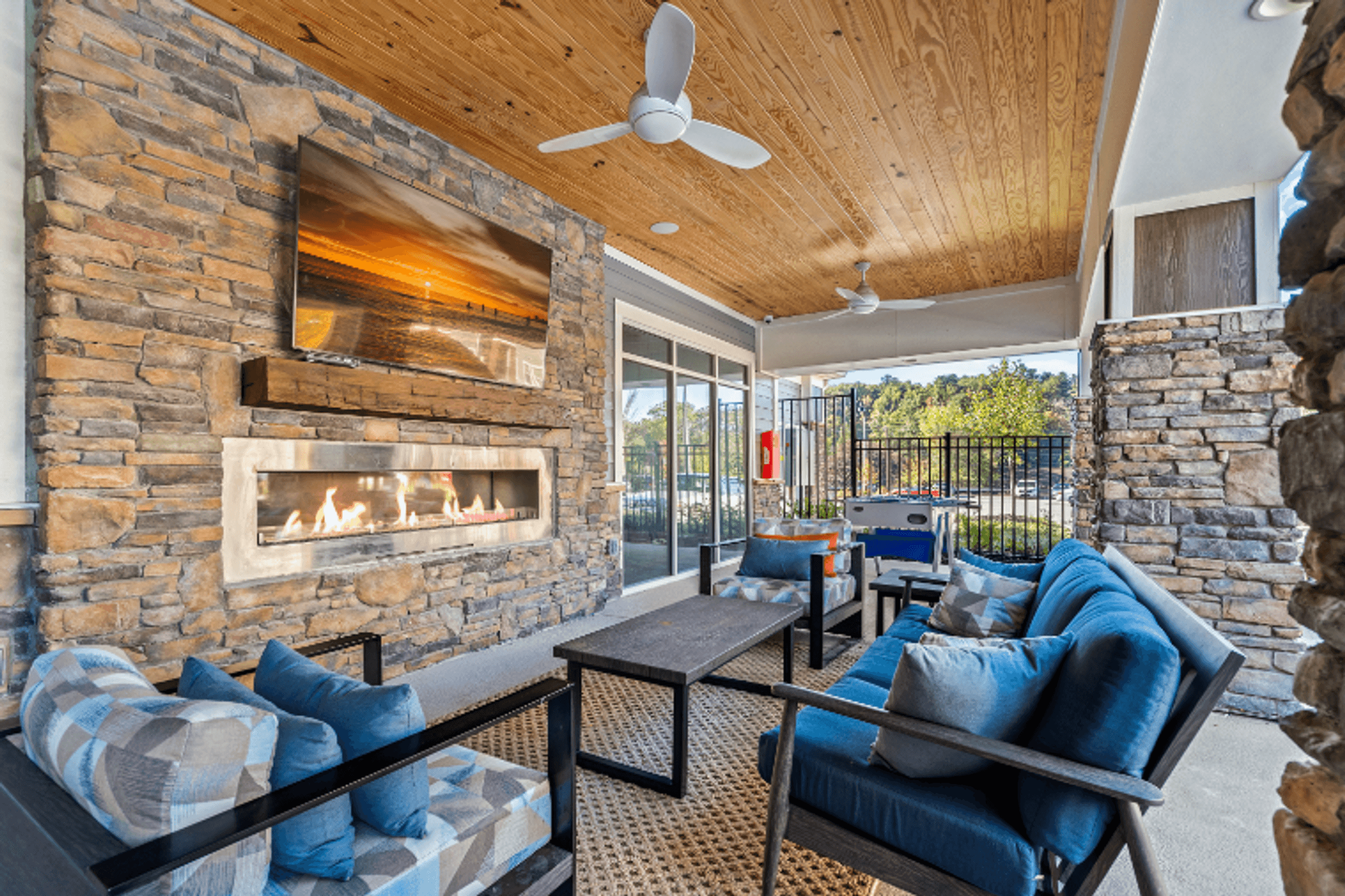 the preserve at ballantyne commons living room with fireplace