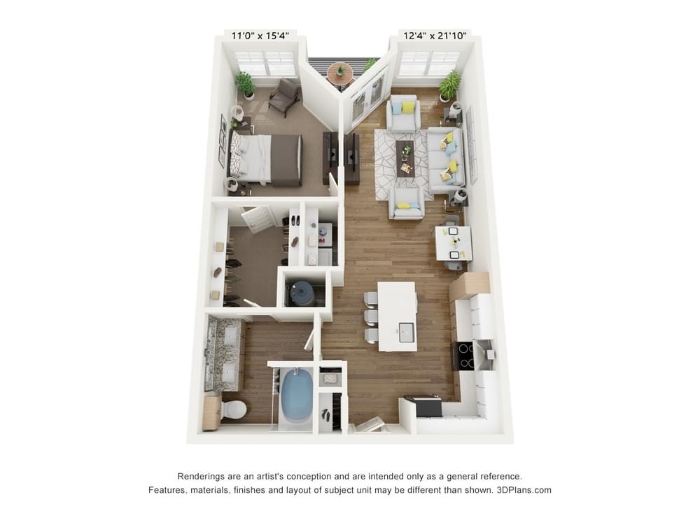 1 Bedroom floor plan