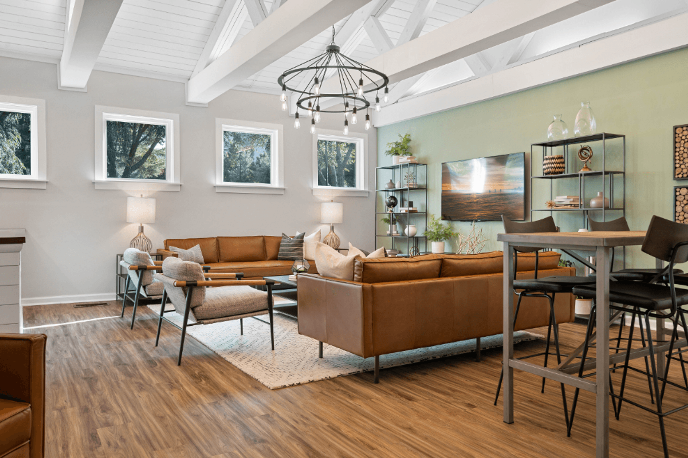 Modern Clubhouse with Gathering Spaces and Complimentary Coffee Bar