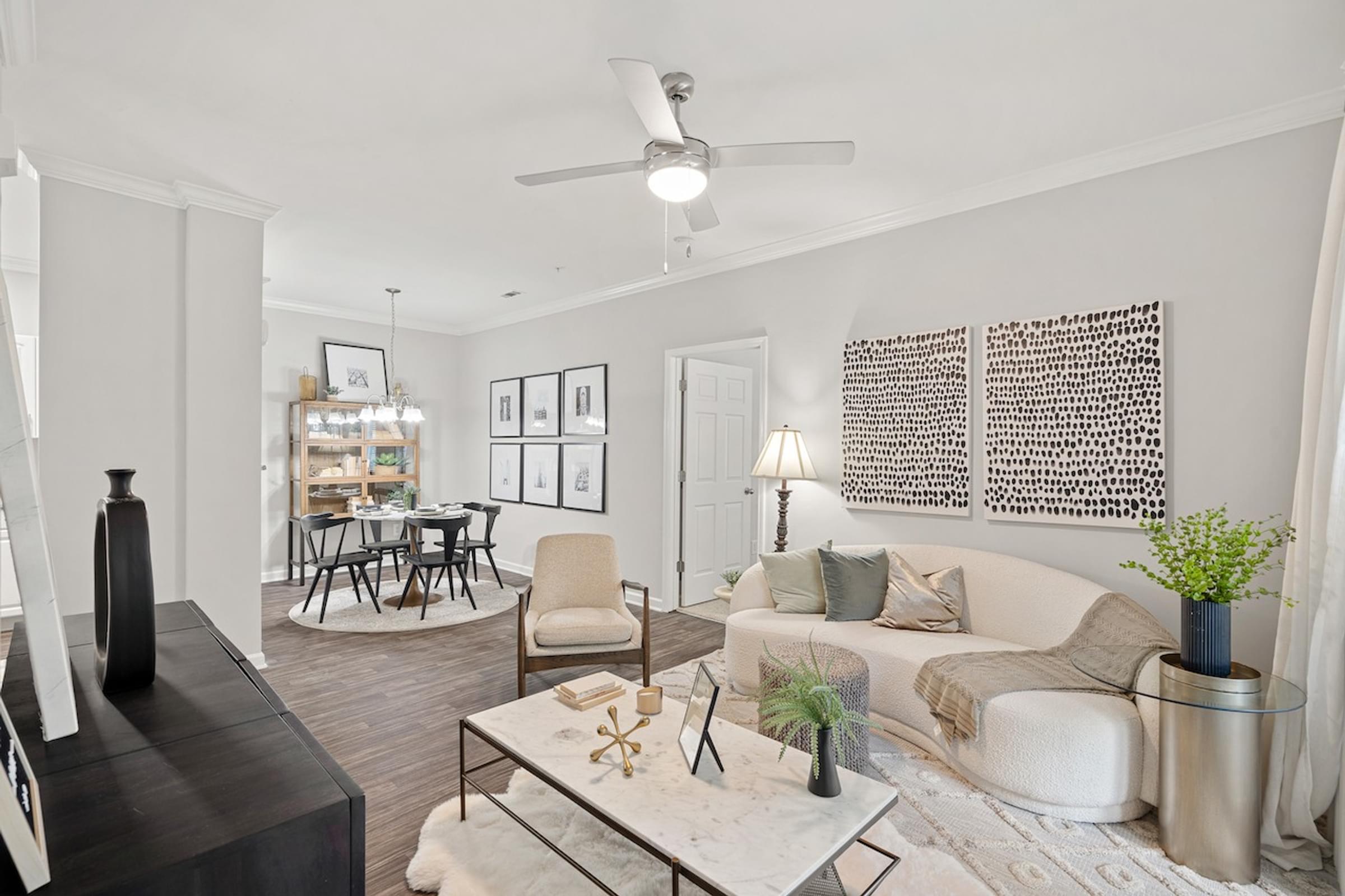 Spacious Living Room that Peeks into the Dining Area