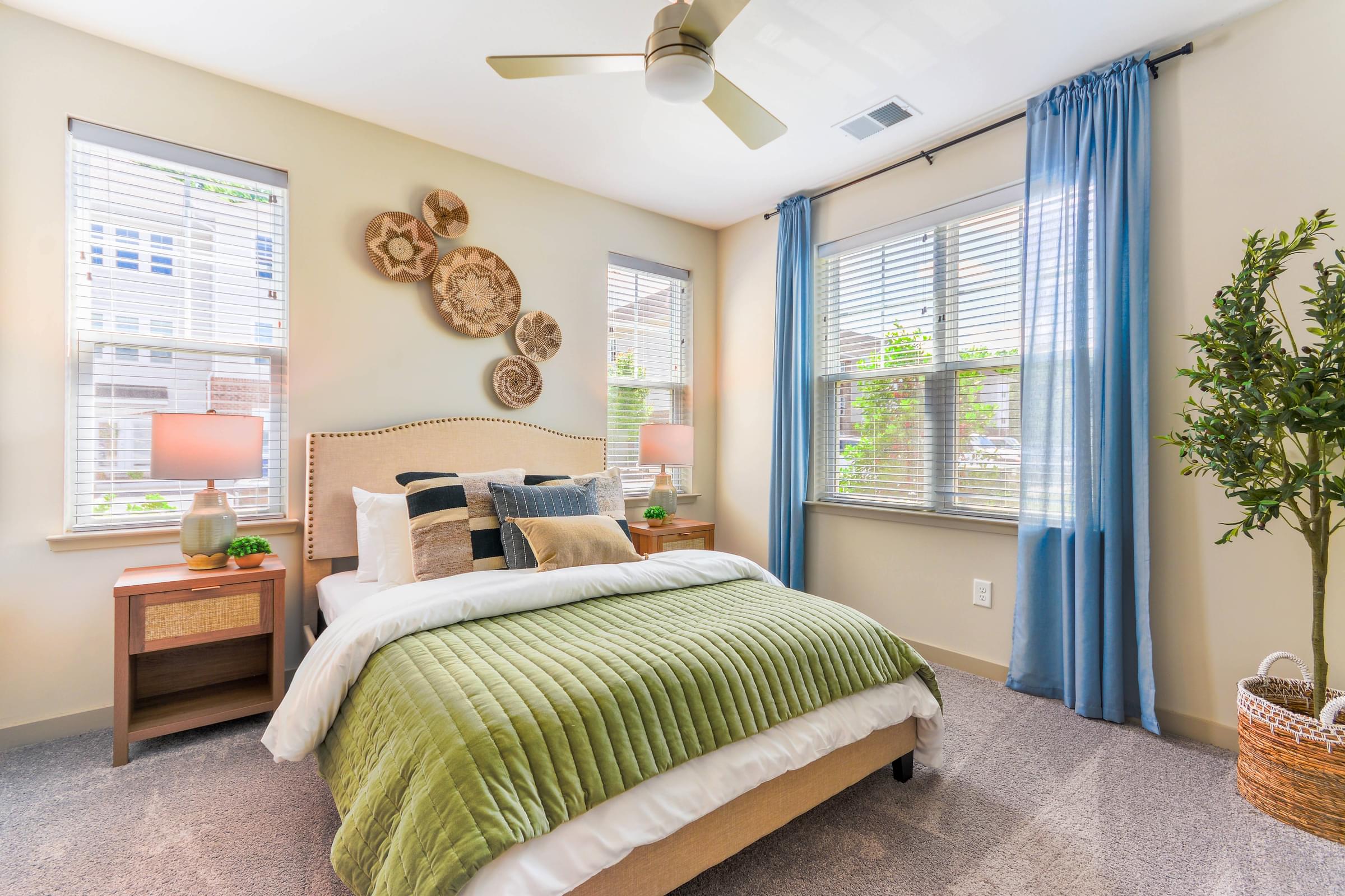 Spacious Bedrooms with Large Windows, Ceiling Fan and Walk-In Closets