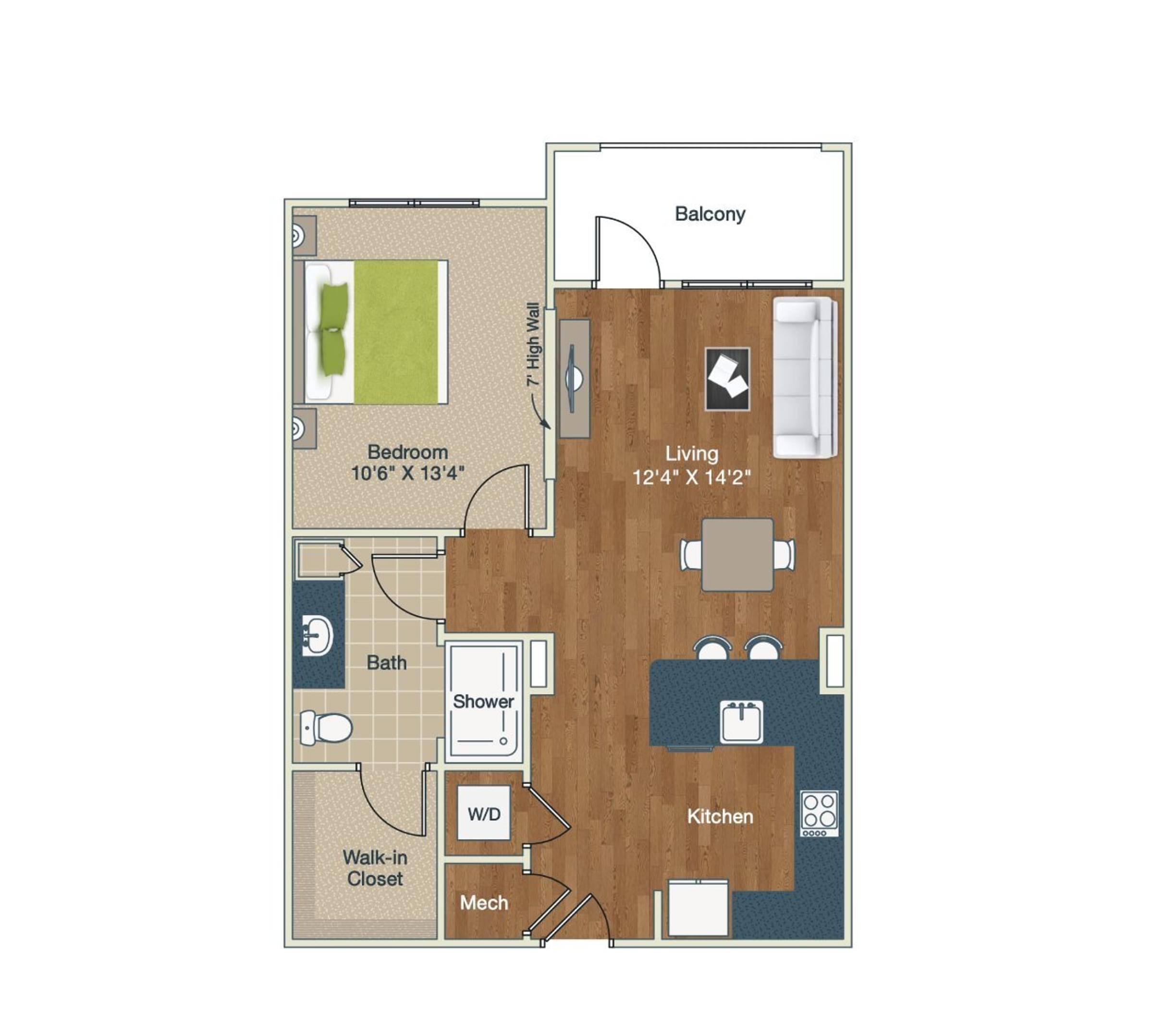 1 bedroom floor plan image