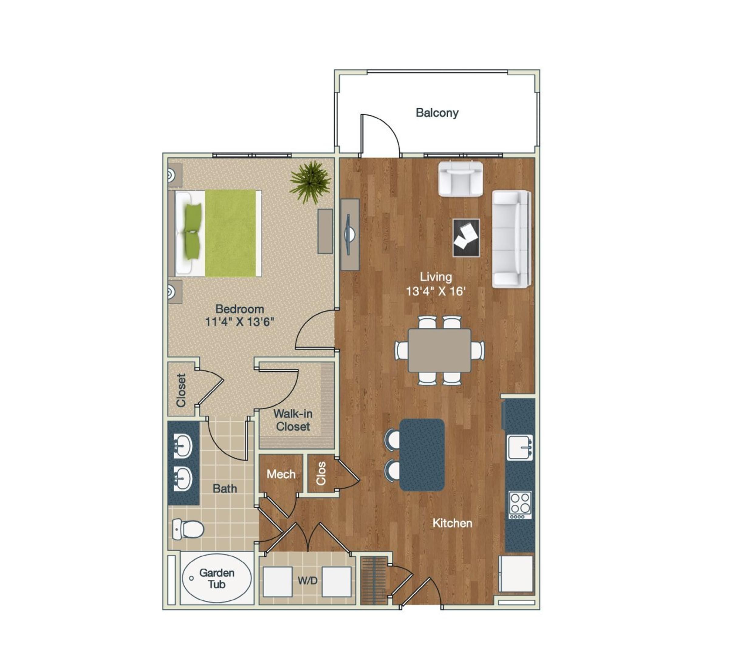 1 bedroom floor plan image