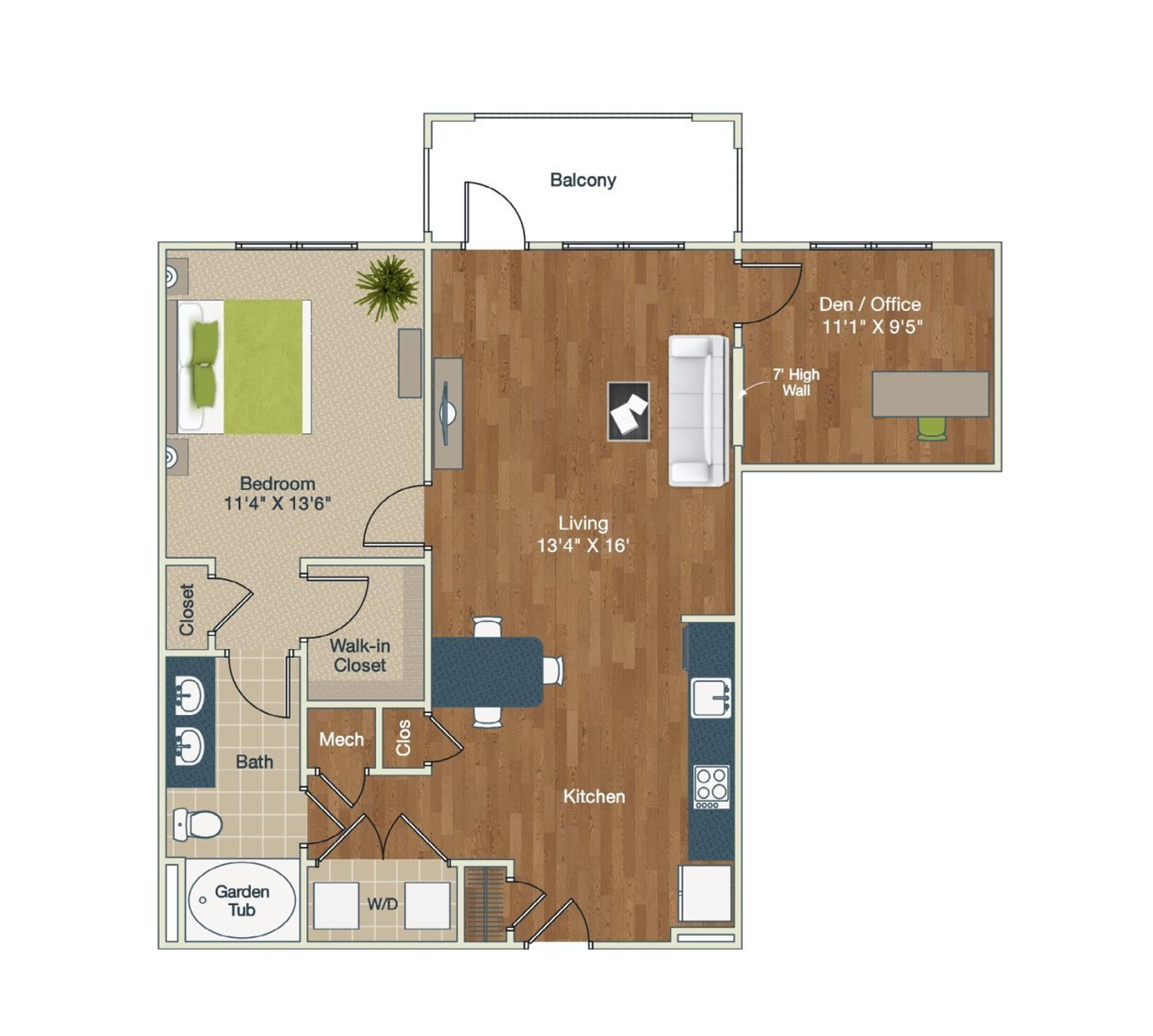 1 bedroom floor plan image