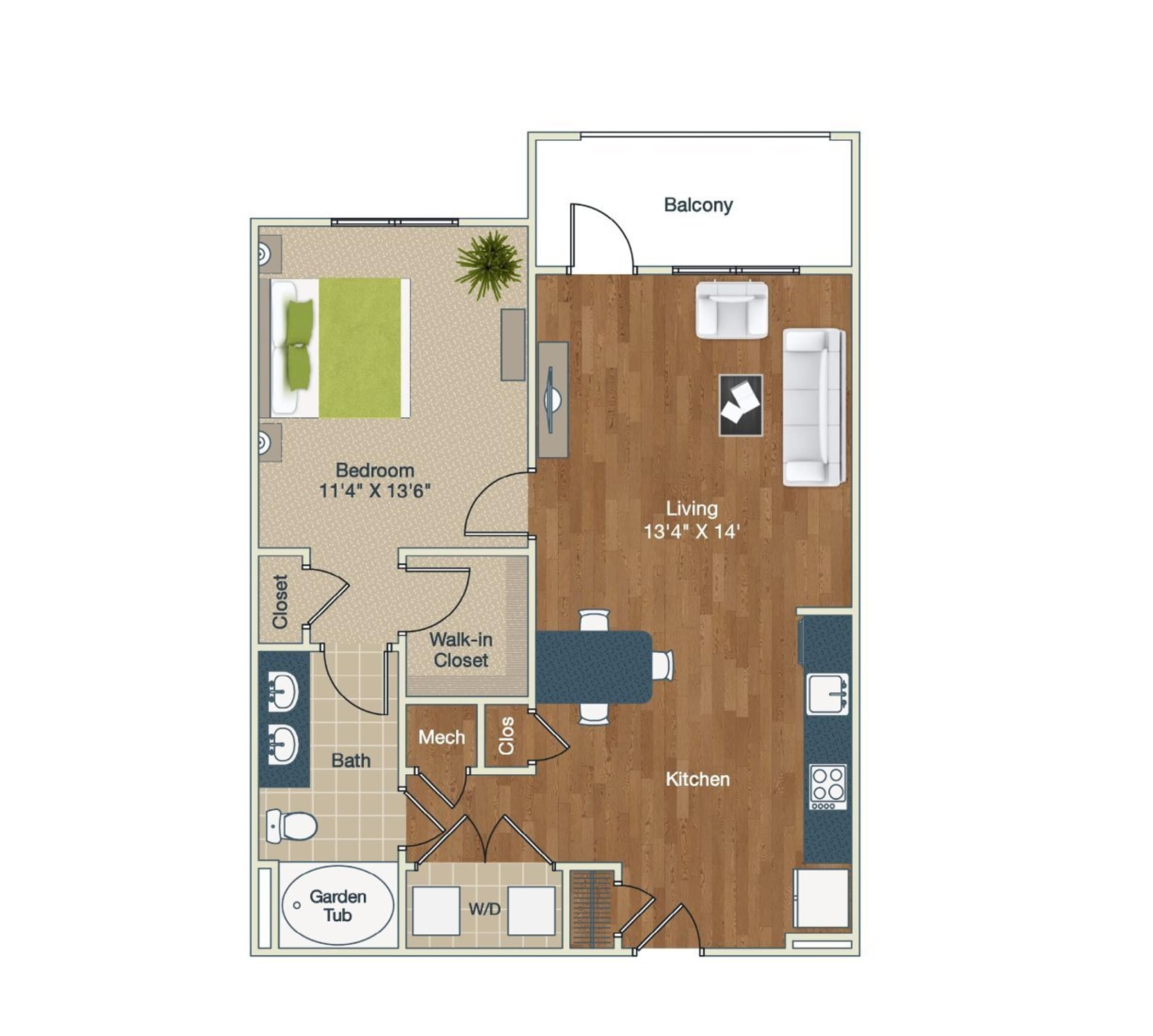 1 bedroom floor plan image