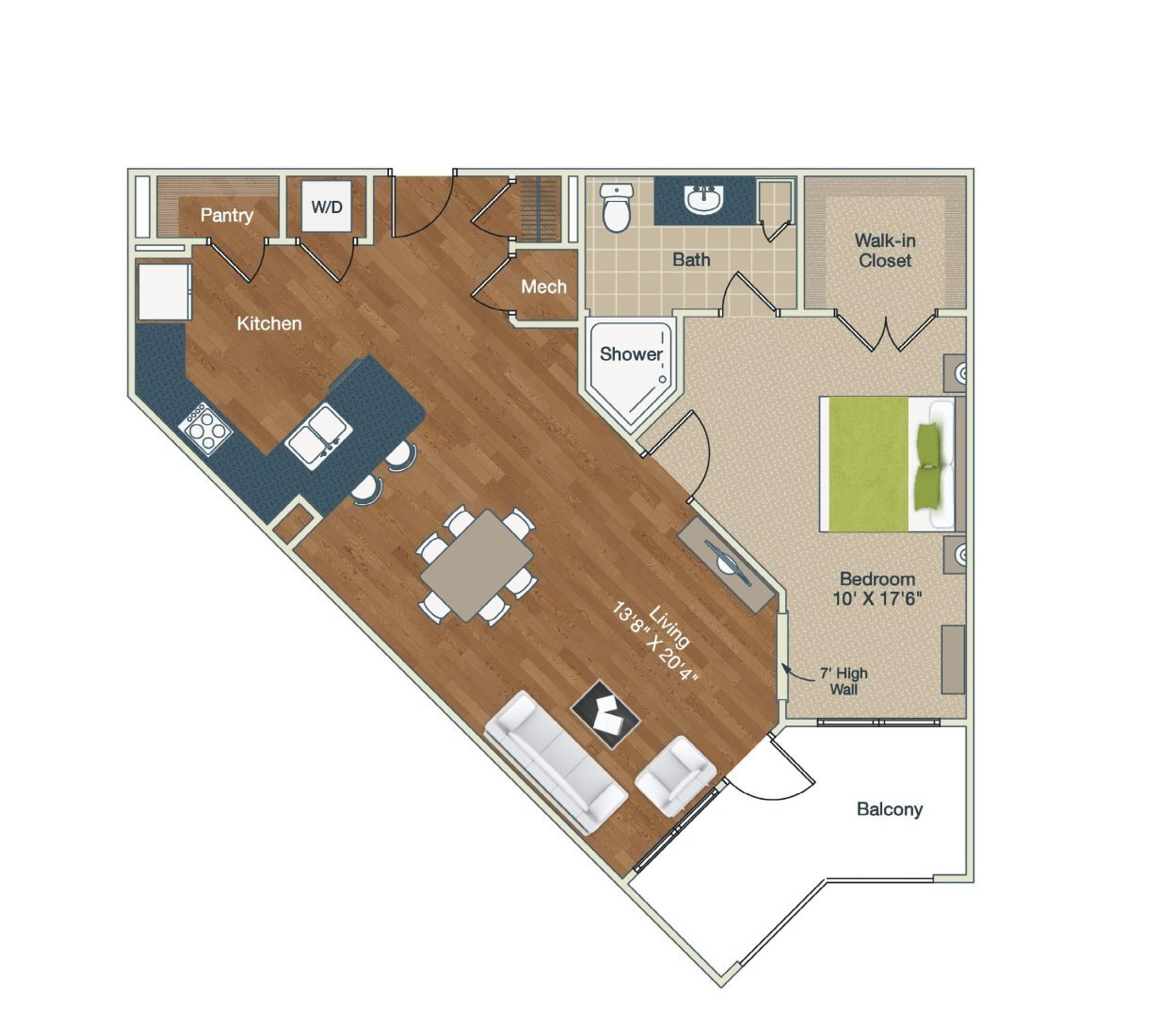 1 bedroom floor plan image