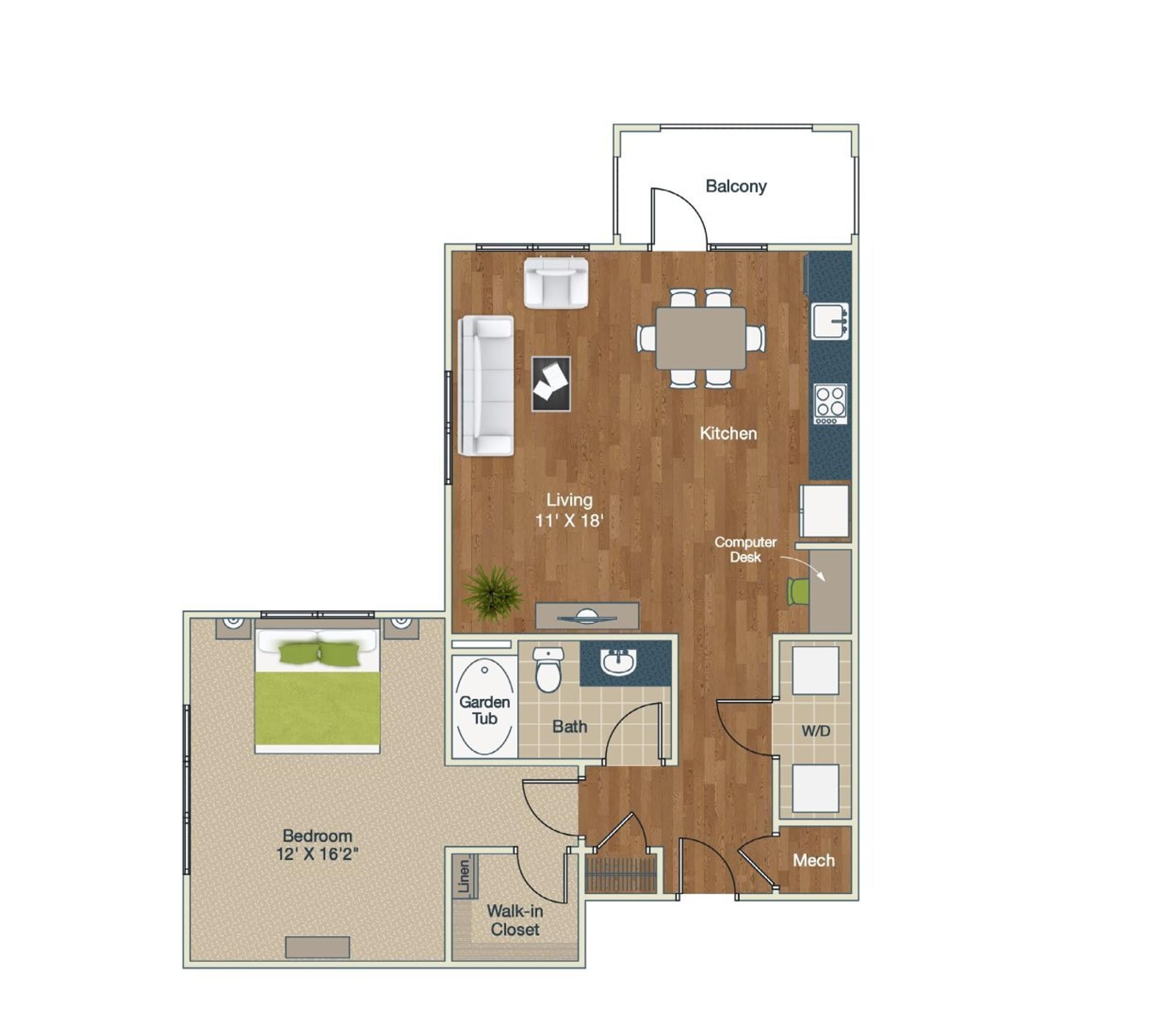 1 bedroom floor plan image