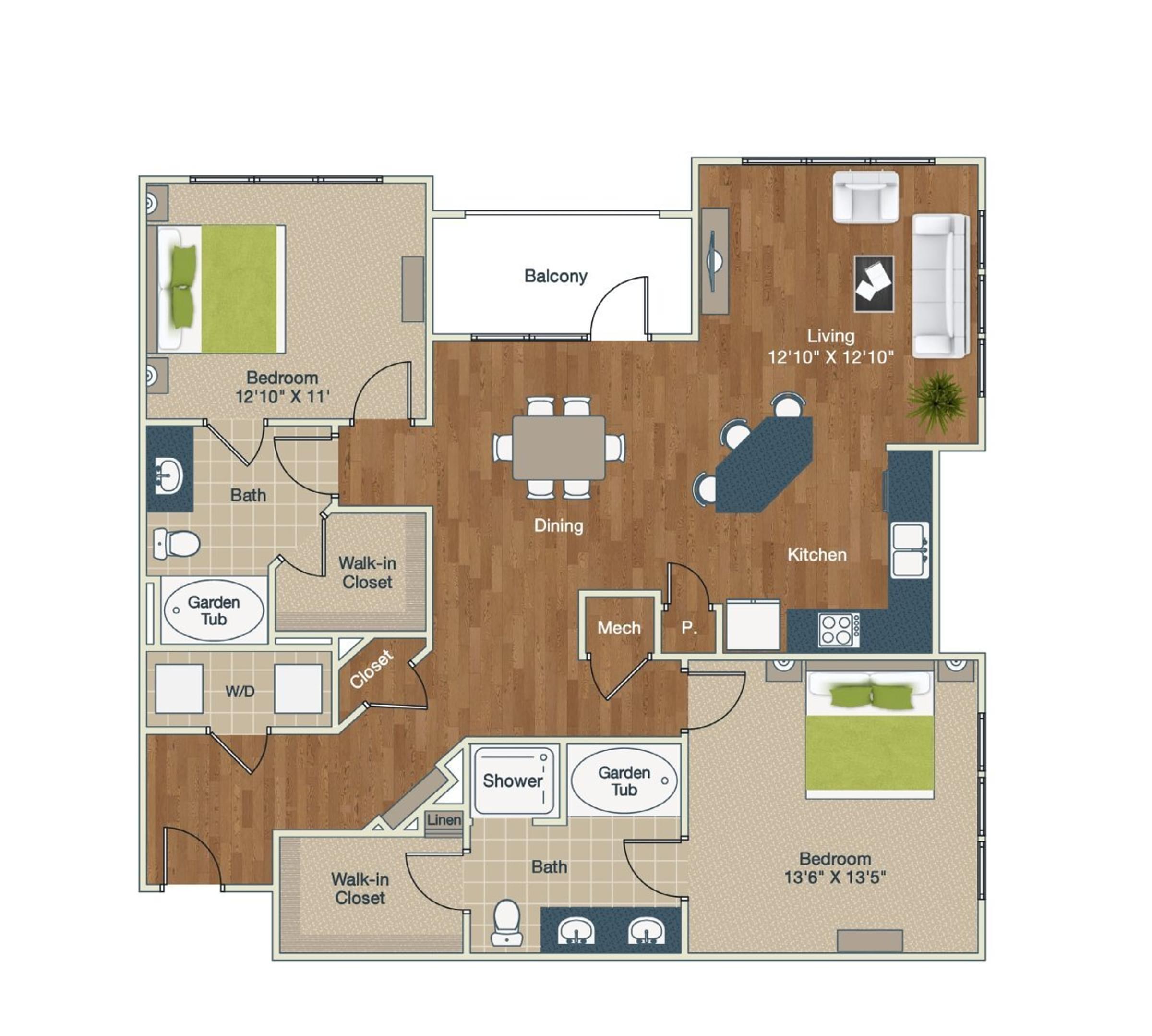 2 bedroom floor plan image
