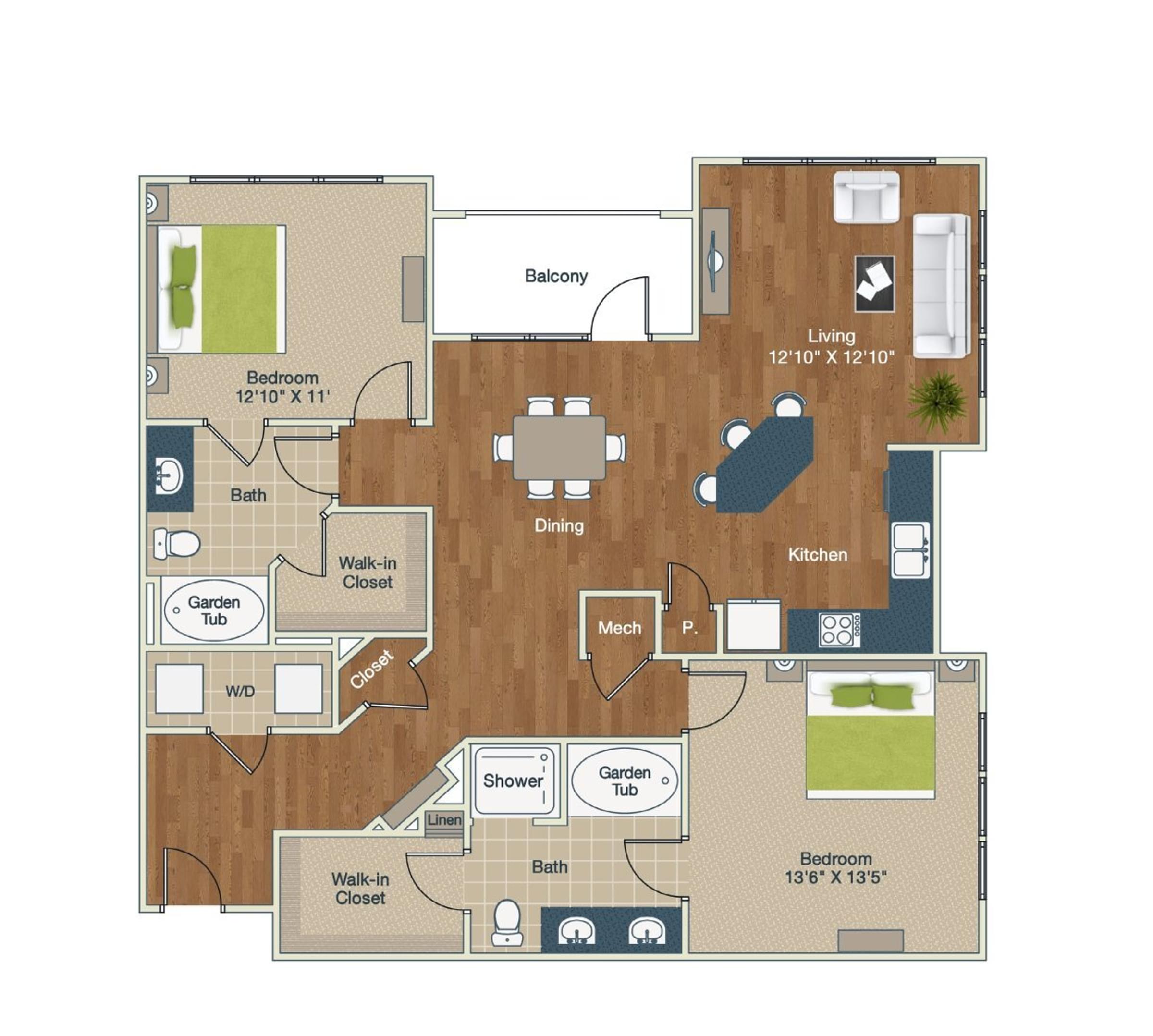 2 bedroom floor plan image