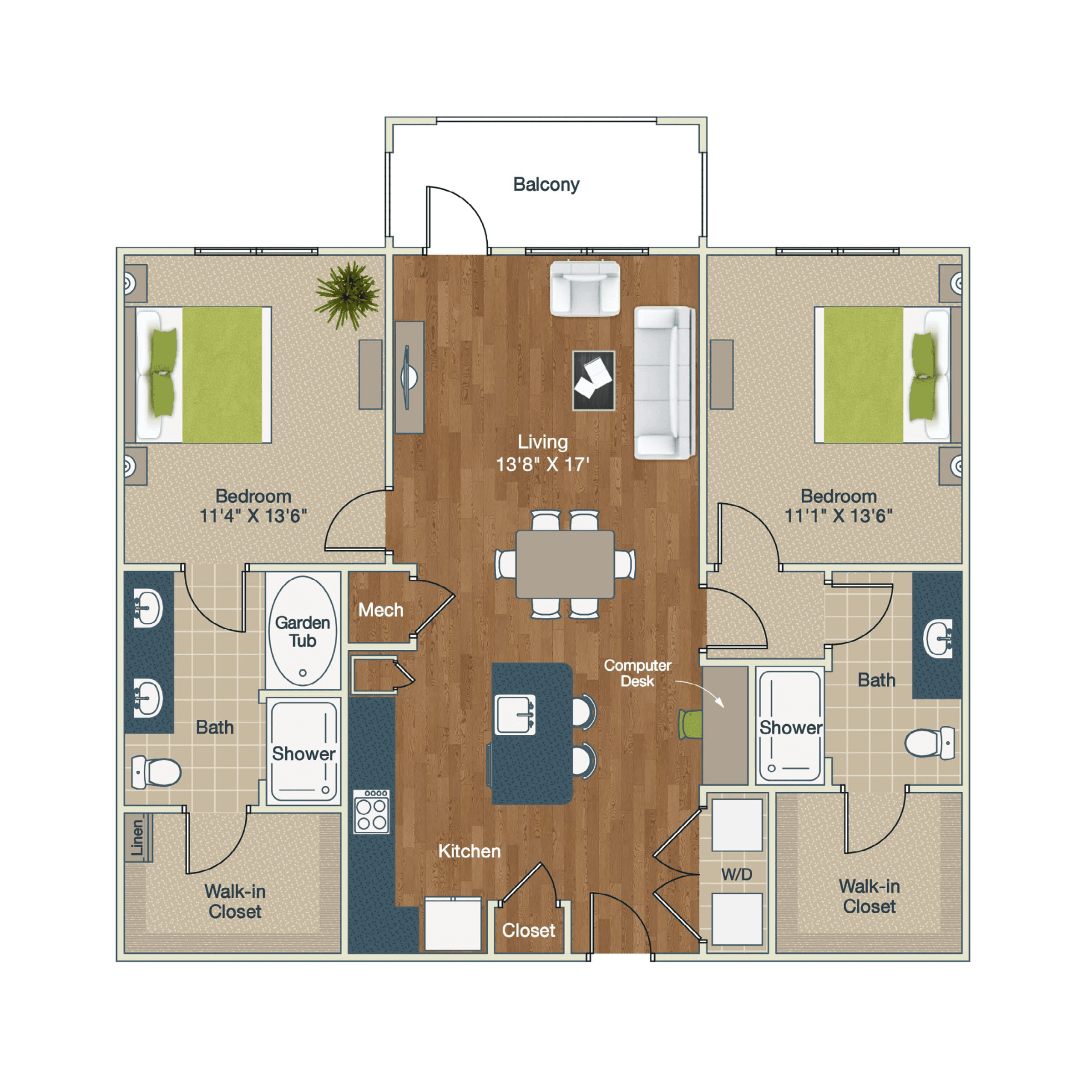 2 bedroom floor plan image