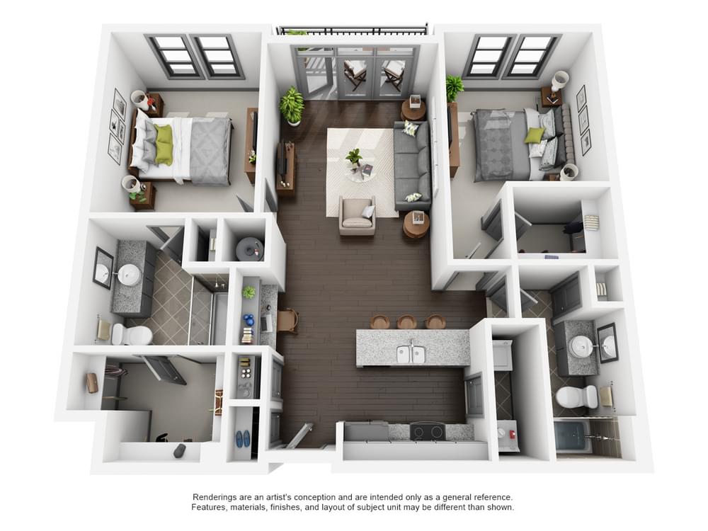C1 2 Bedroom floor plan image