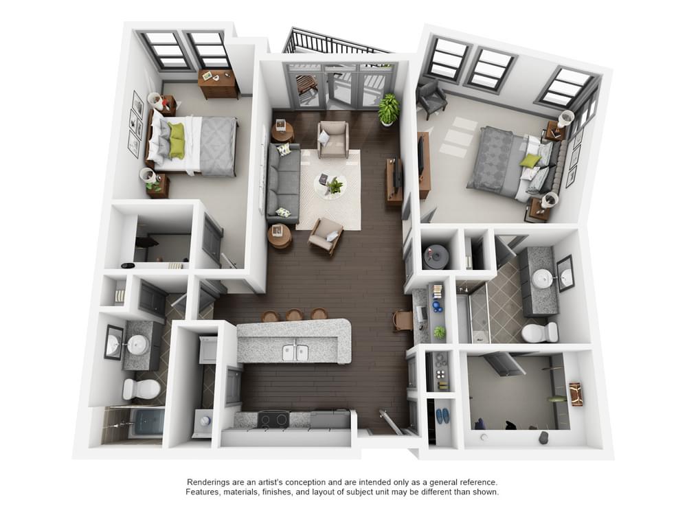 C2 2 Bedroom floor plan image