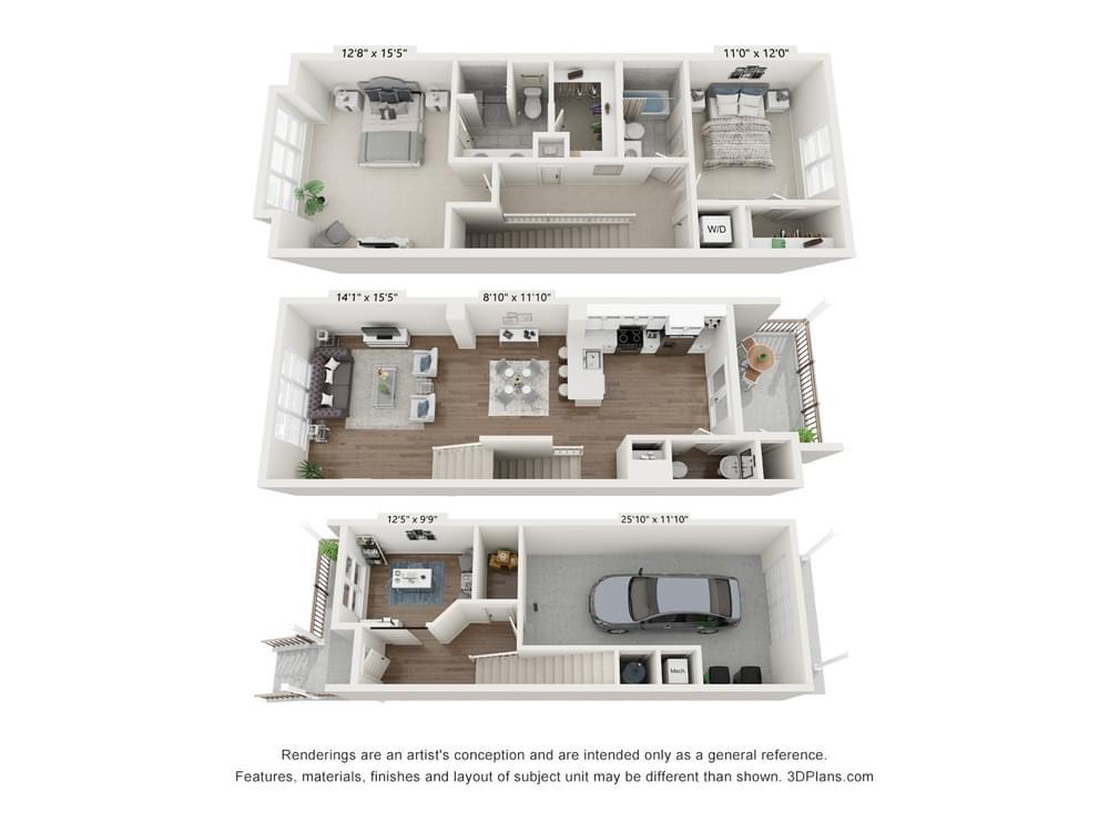 B2.S Redwood 2 Bedroom floor plan image