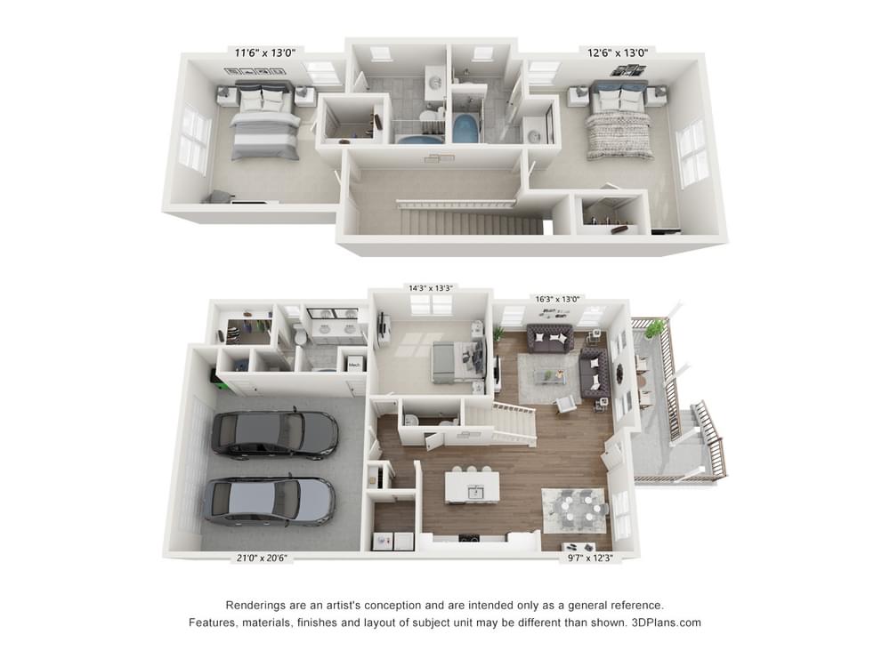 C1 Franconia 3 Bedroom floor plan image