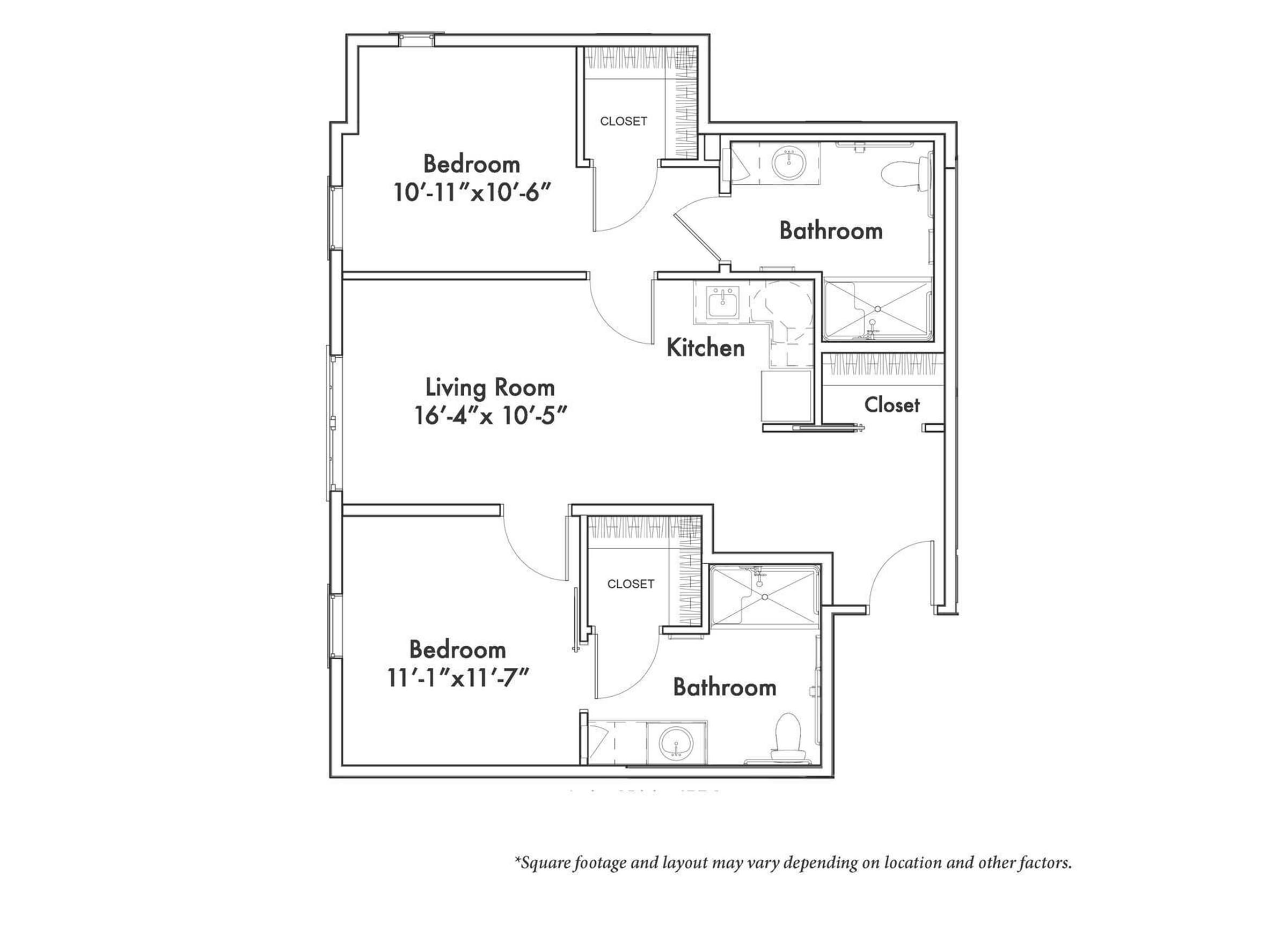 The Claiborne at Newnan Lakes senior living community two-bedroom floor plan