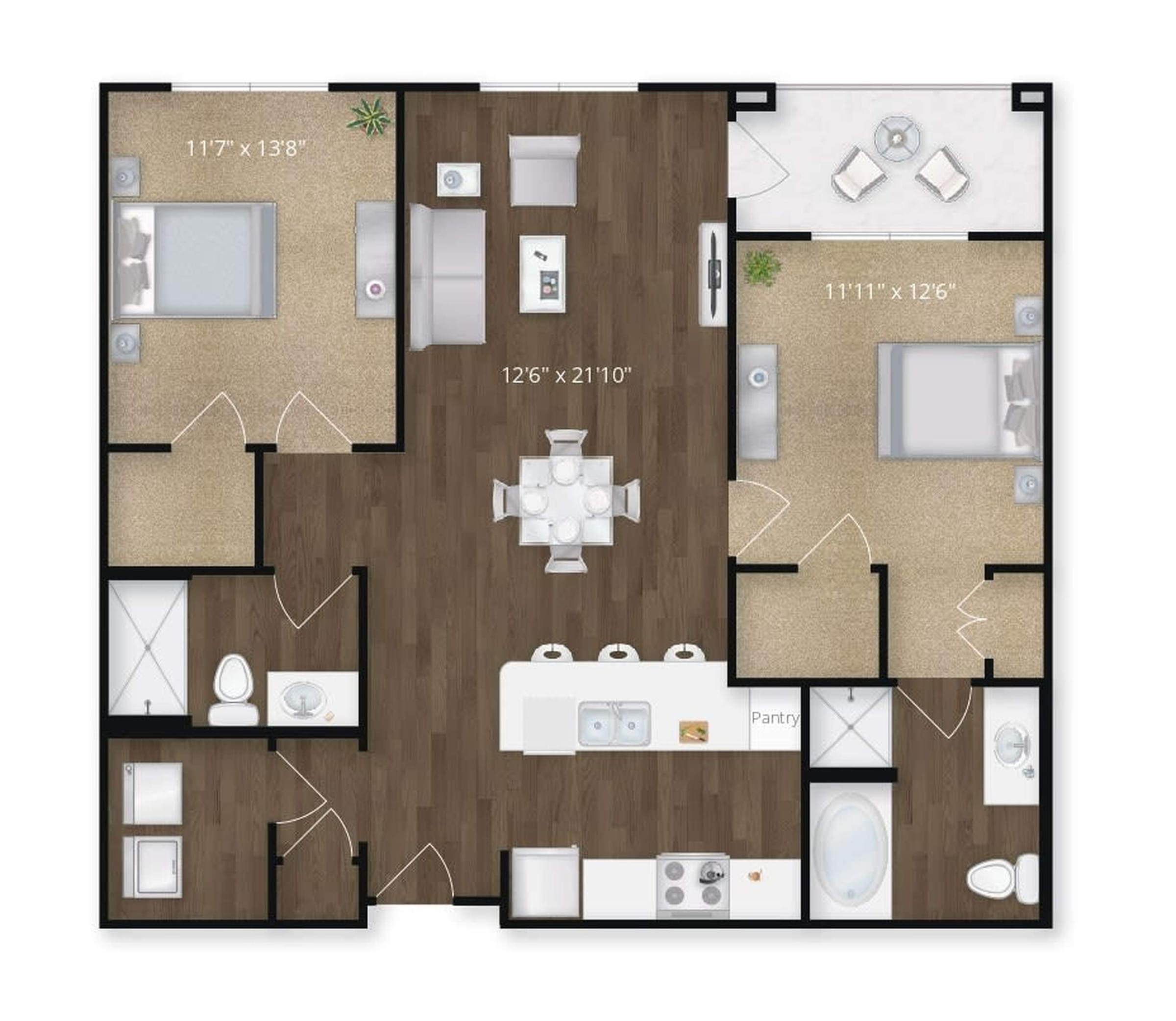 The Claiborne at Newnan Lakes senior living community two-bedroom floor plan